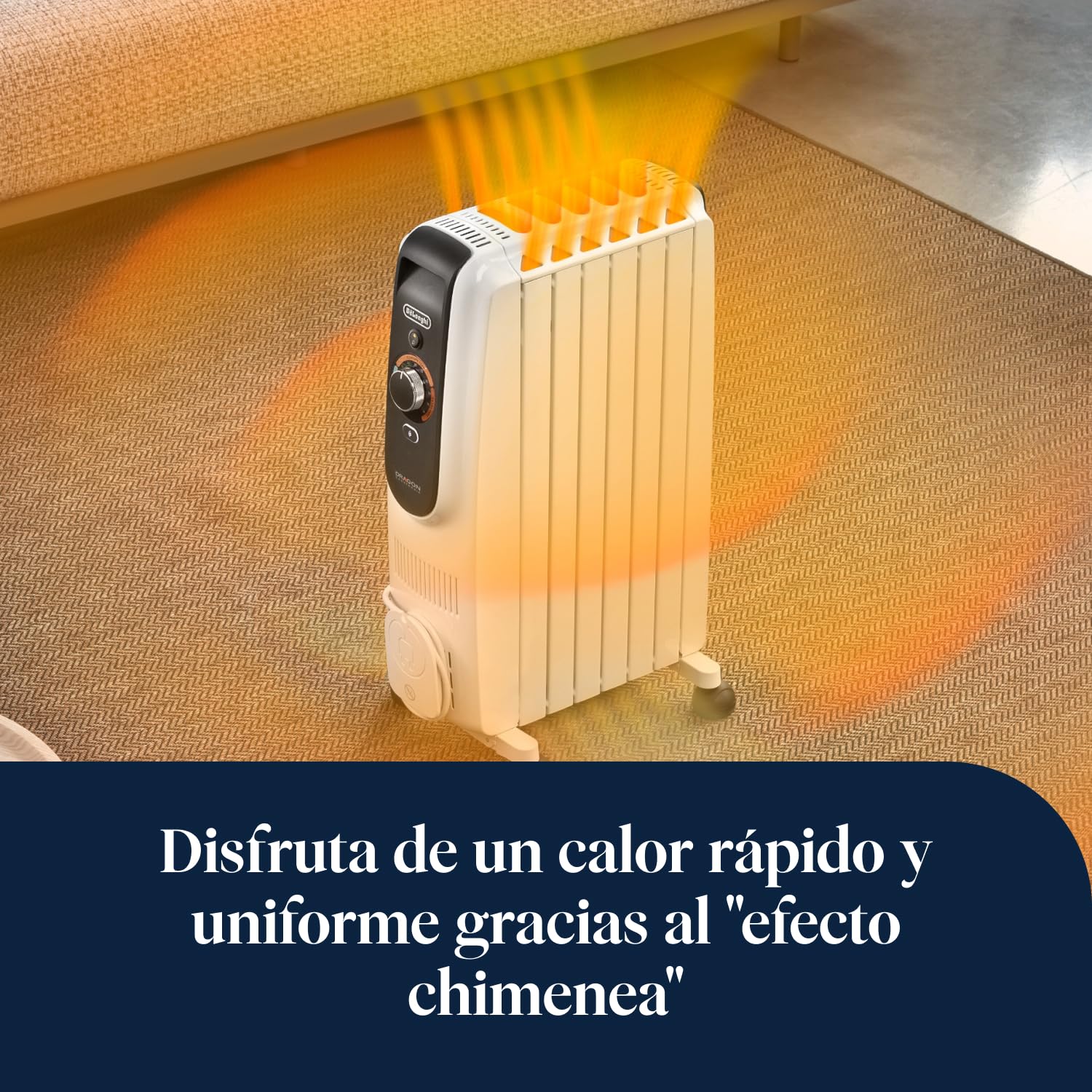 De'Longhi Dragon EasyTronic – Radiador de Aceite para Estancias hasta 45 m³, Calefactor Eléctrico con Termostato de Seguridad, 6 Aletas, Calefacción con 12 Niveles, Portátil, 1500W, Blanco (TRD50615)