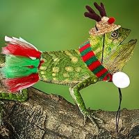 Vista 7 de 3 piezas de sombrero de Papá Noel de dragón barbudo de Navidad con bufanda, sombrero de Navidad ajustable colorido ropa de Navidad, accesorio