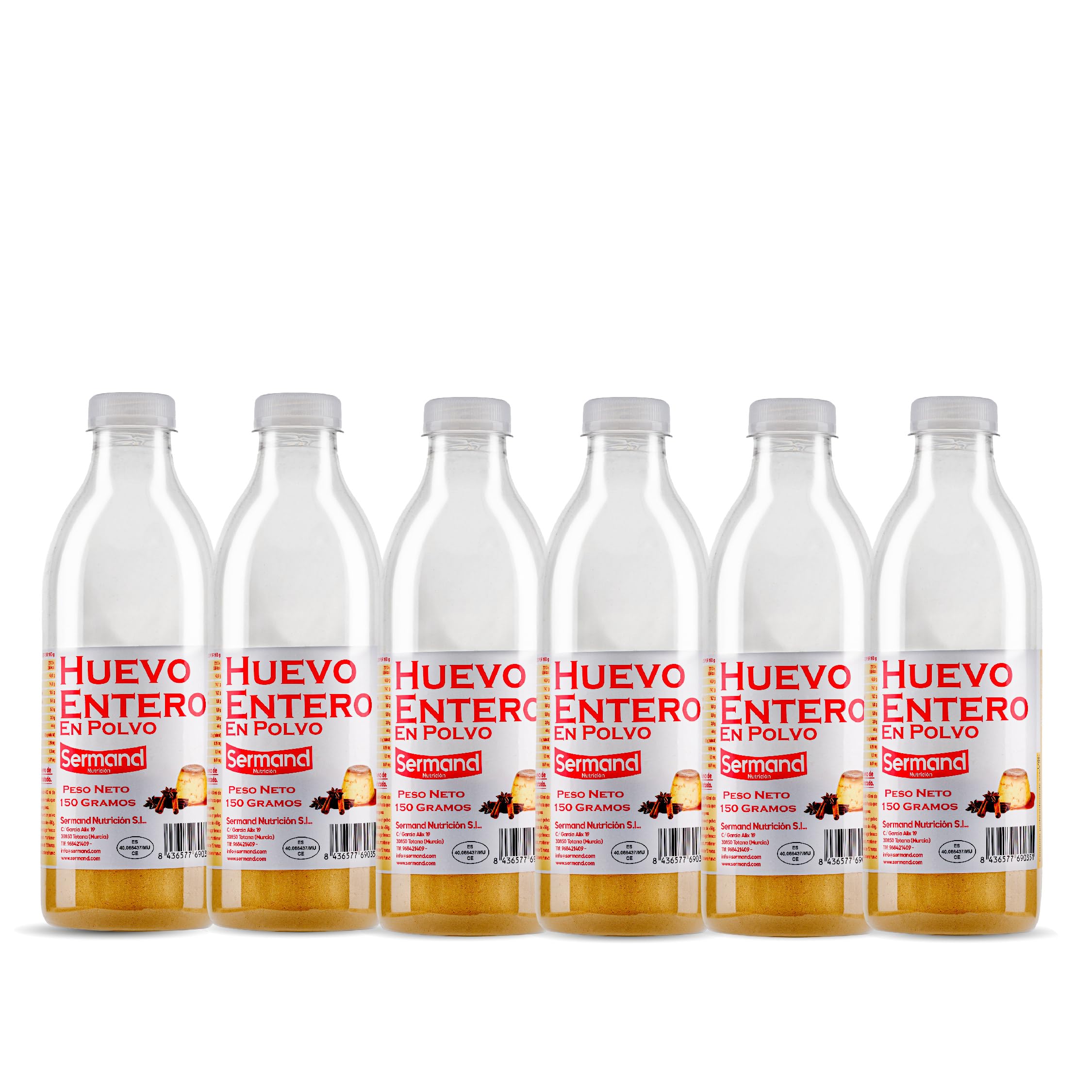 SERMAND 6er Pack Eipulver-Flaschen (150 g) – Pasteurisiertes Getrocknetes Ei | Glutenfrei | Laktosefrei | Ohne Zusatzstoffe | Natürliche Proteinquelle