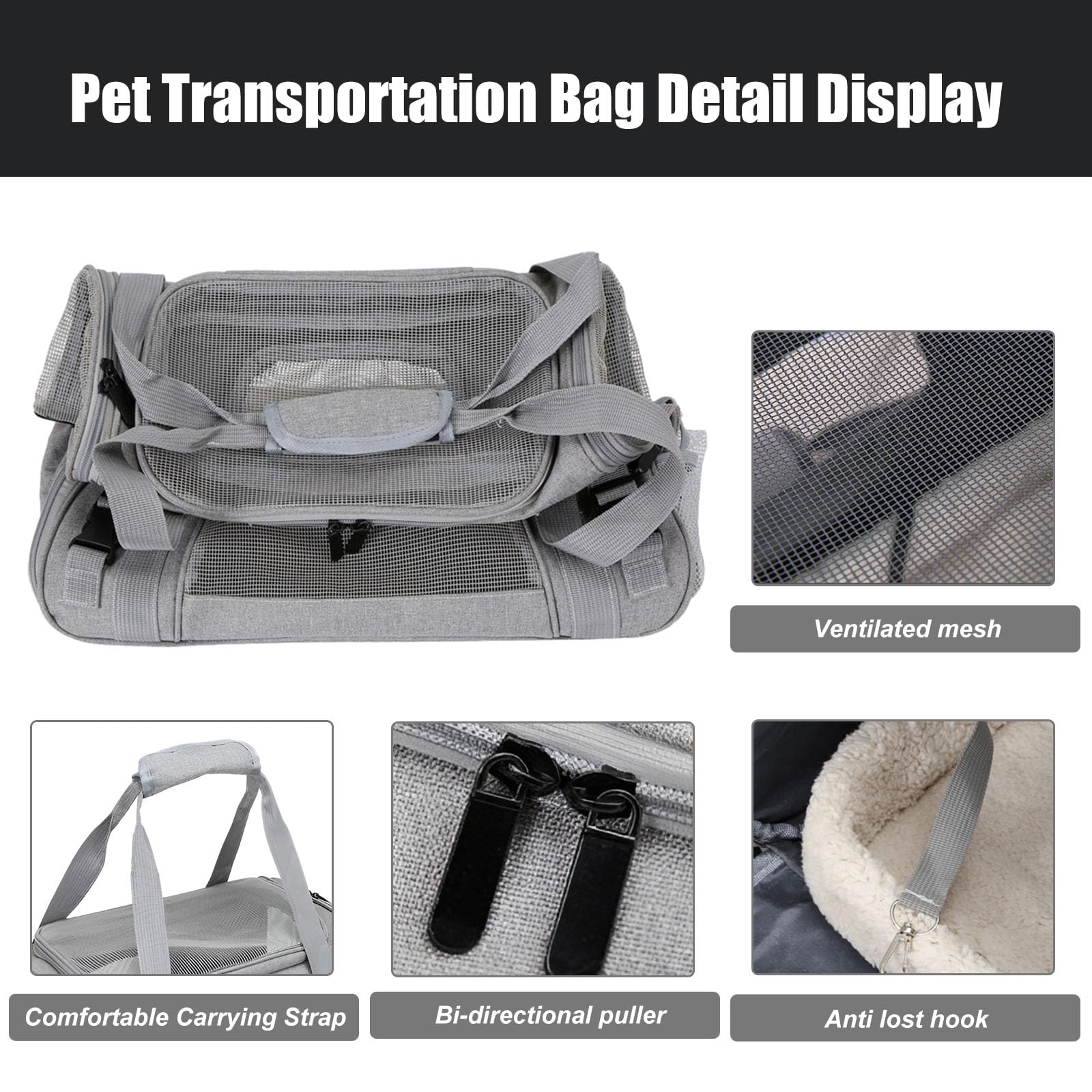 Borsa trasportatore per animali domestici, trasportino per cani e gatti, traspirante, pieghevole, in PET, per animali domestici di meno di 5 kg, trasportino per cani e gatti, traspirante
