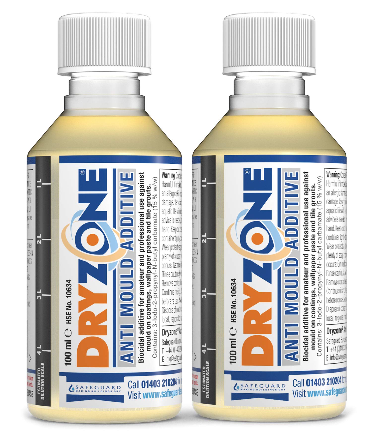2 x Dryzone Anti-Mould Paint Additive 100ml Concentrate - Makes Up to 5L of Emulsion, Vinyl, Silk & Matt Paint Mould Resistant – Prevents Black Mould Growth for Up to 5 Years