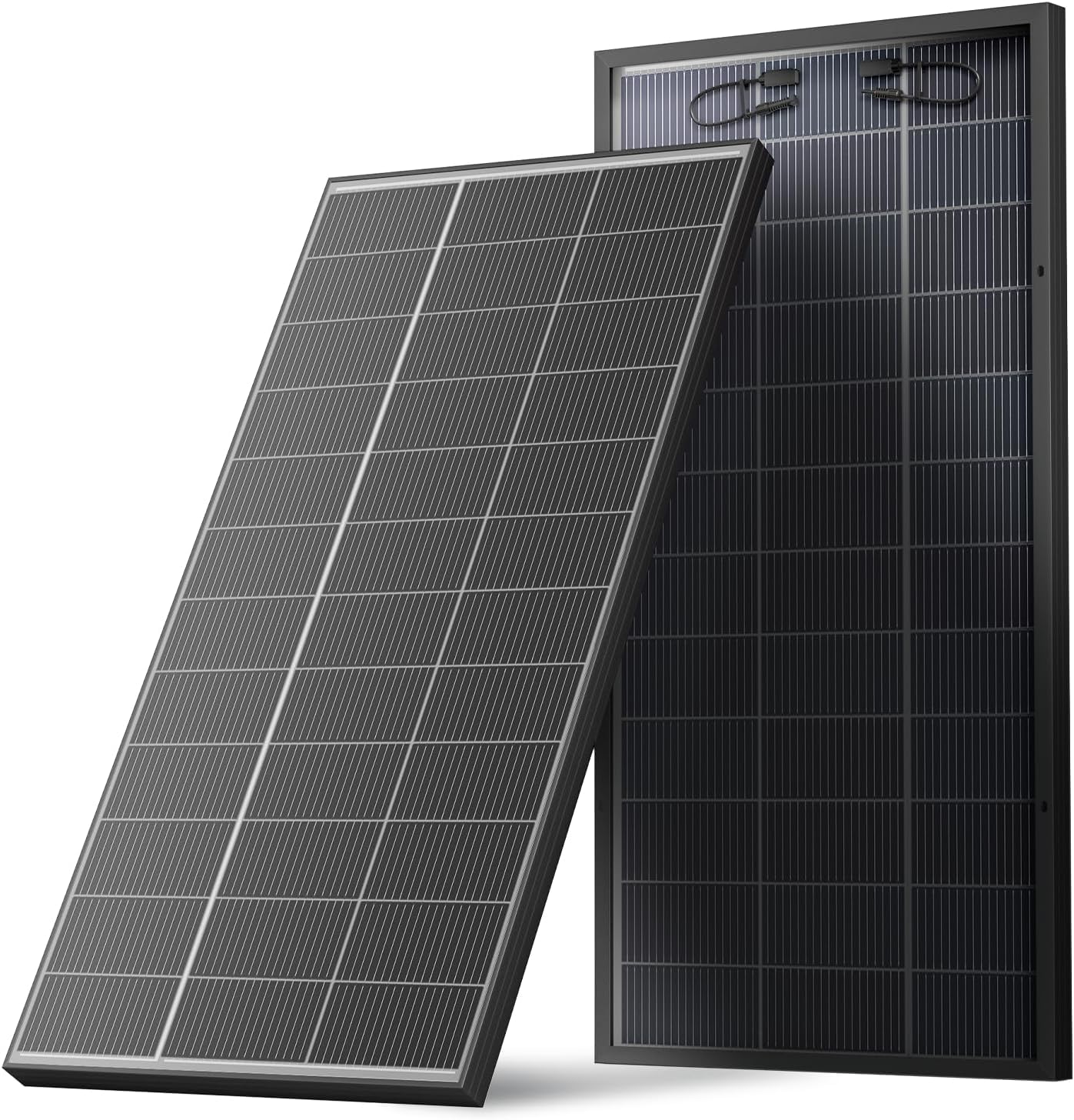 Bifacial 300W Solar Panel 25% High Efficiency with N-Type 18BB Cells Capture 30% More Energy from Front & Back Weatherproof for RV, Off-Grid Home, Farm, Marine & Harsh Environments (300W-1PACK)
