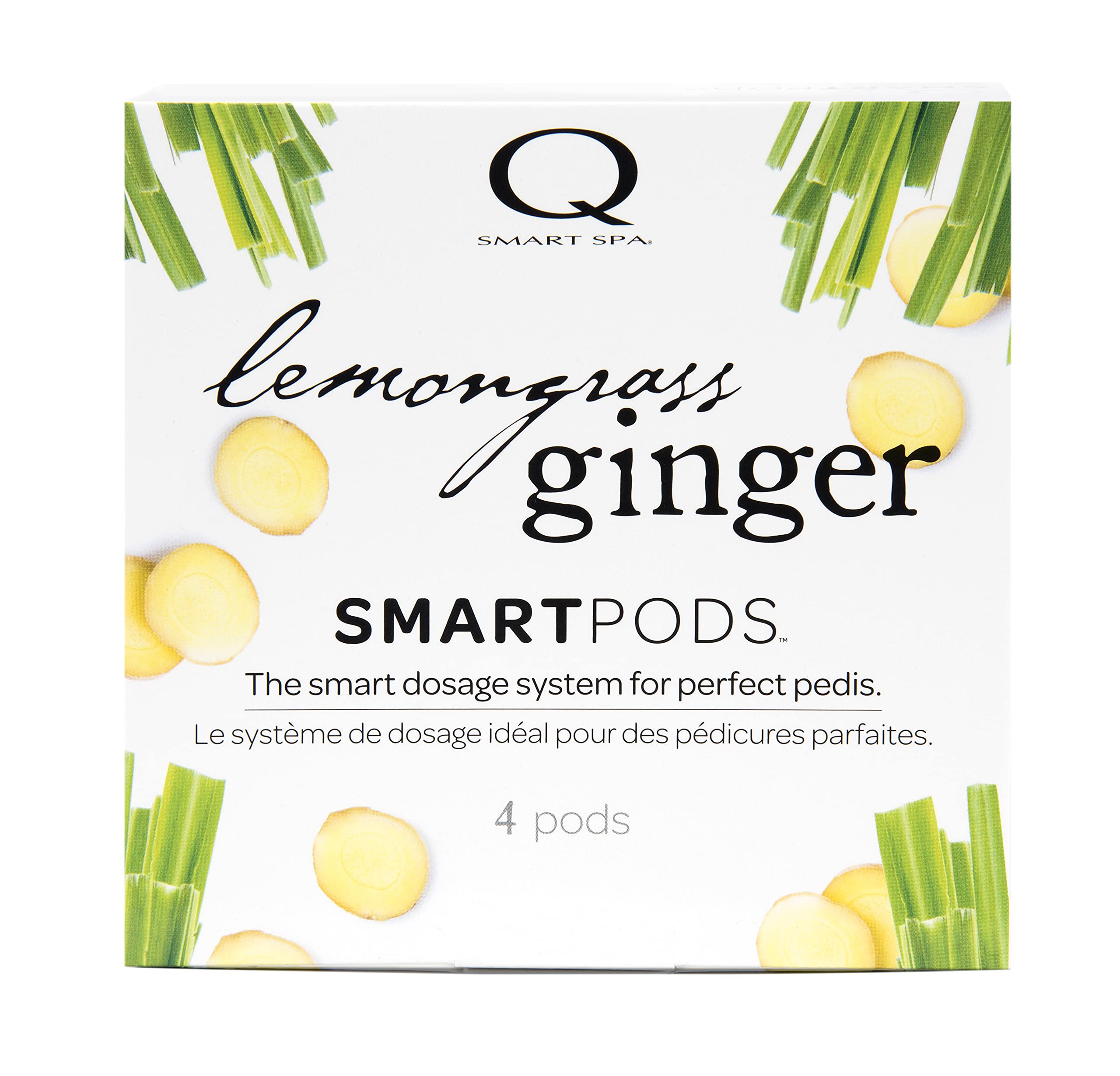 Qtica Perfect Pedicure Set 4 Step System Kit including Smartpods of Fresh Soak, Sugar Scrub, Moisture Mask, and Luxury Lotion (Lemongrass Ginger)