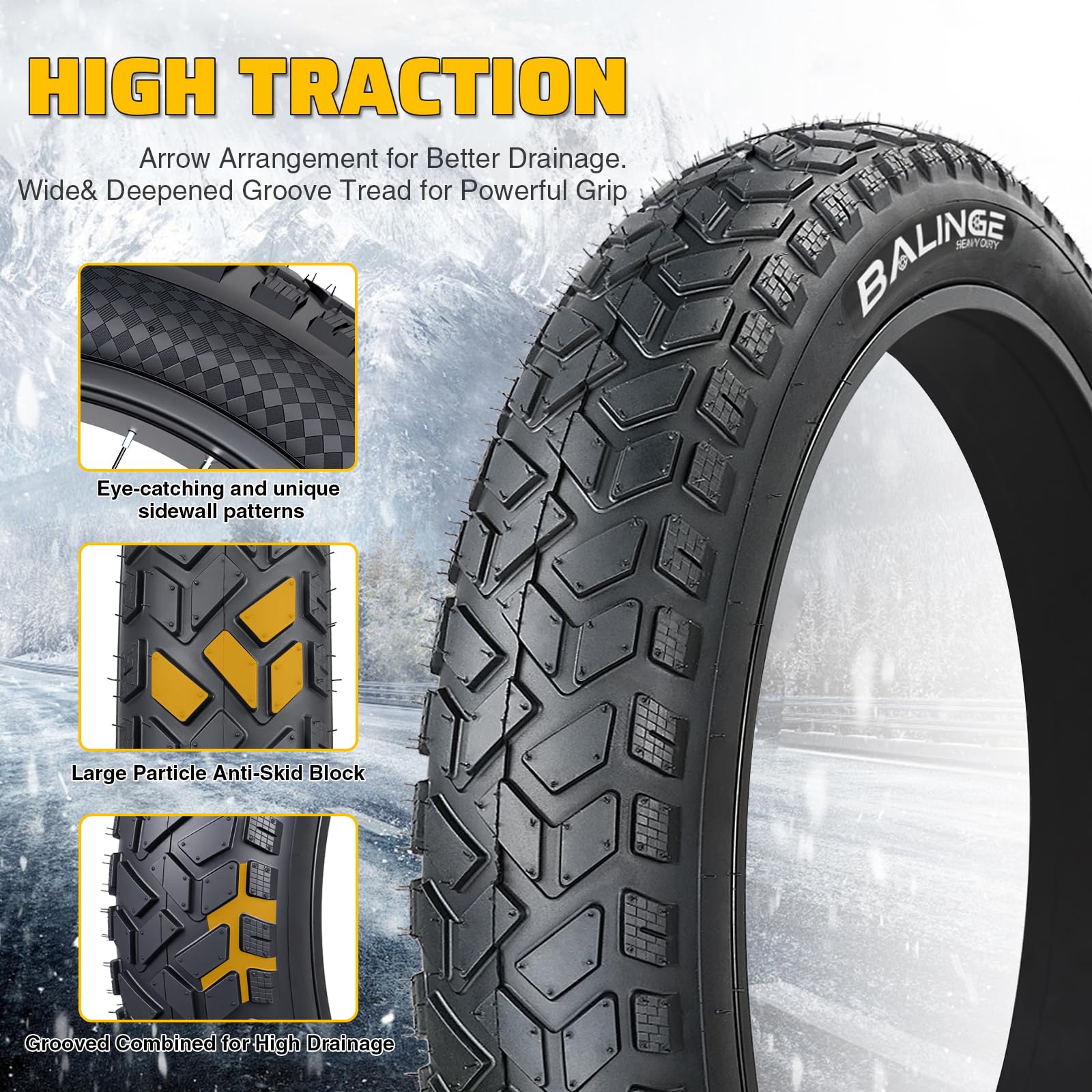 WEEROCK Heavy Duty 20/26" opony do roweru elektrycznego 20/26 x 4,0, składane, do rowerów elektrycznych i górskich, górskich, terenowych