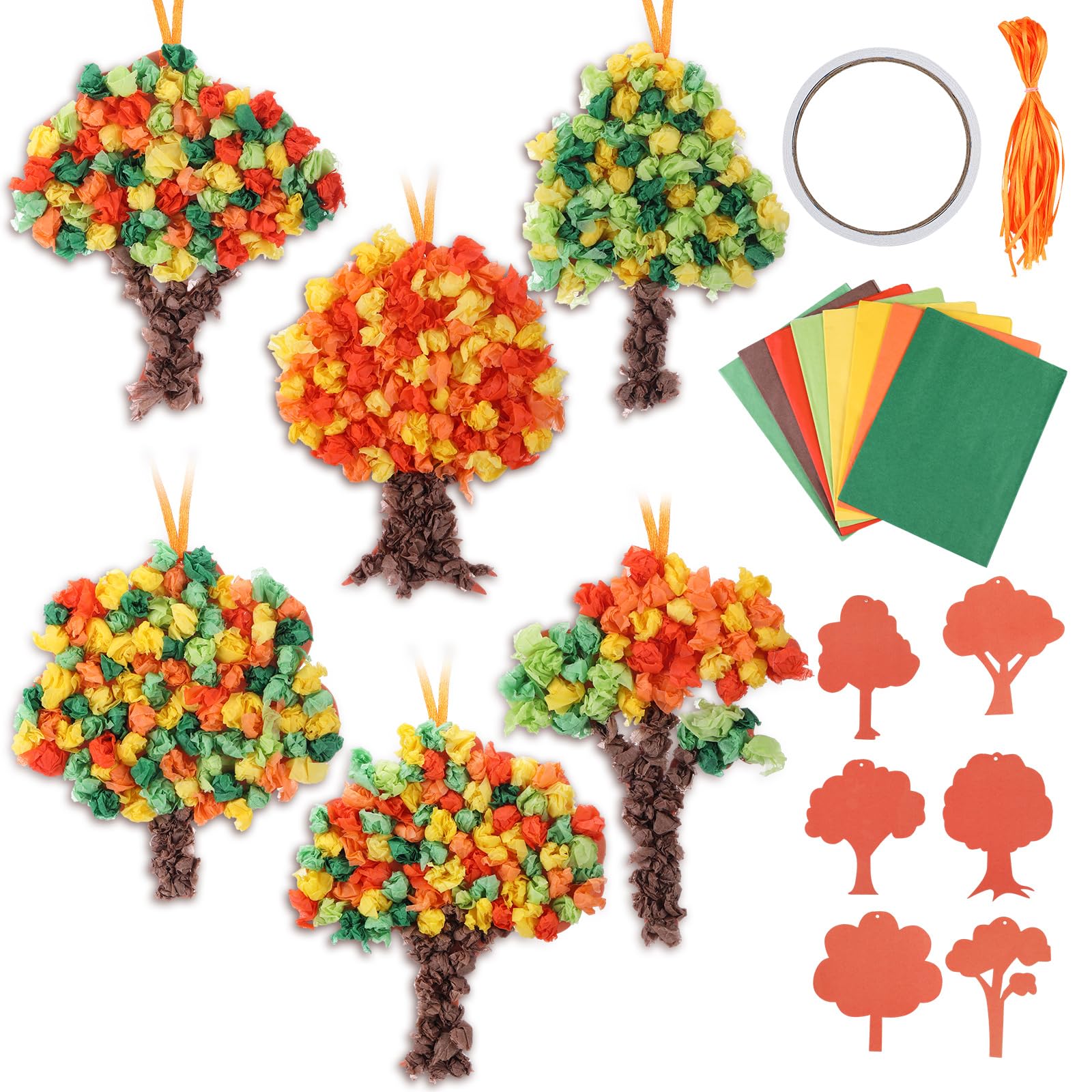 Yerliker - Kit de 30 manualidades con árboles de otoño para niños, crea tu propio letrero de papel de seda con árbol de otoño, regalo de papel de seda otoñal para otoño, suministros para fiesta de Acción de Gracias, actividades divertidas para el hogar y la escuela