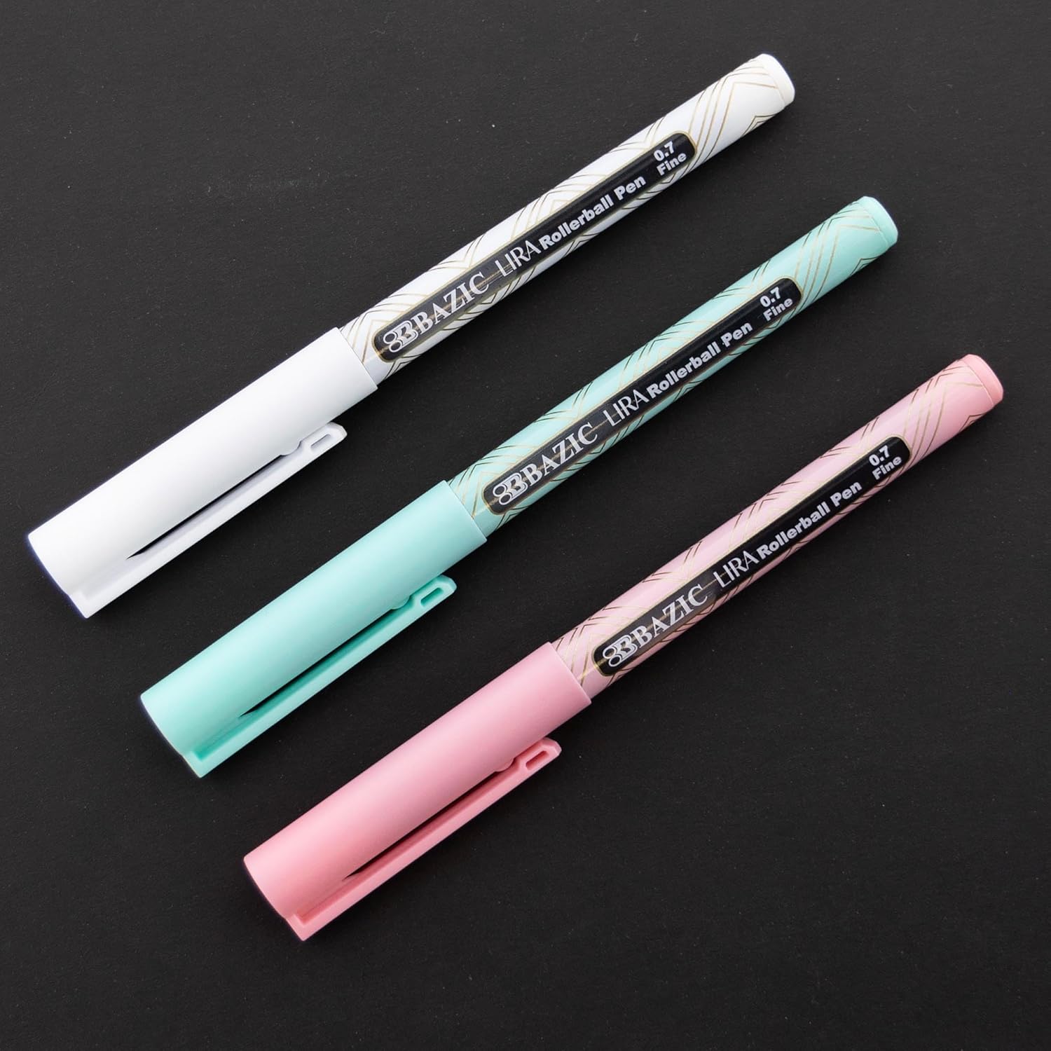 BAZIC Products Lira 0.7mm Rollerball Pen, Black Ink Smooth Flowing Fine Point Liquid Ink Pens for Writing Office, Work, Professionals, Teacher (3/Pack), 144-Packs