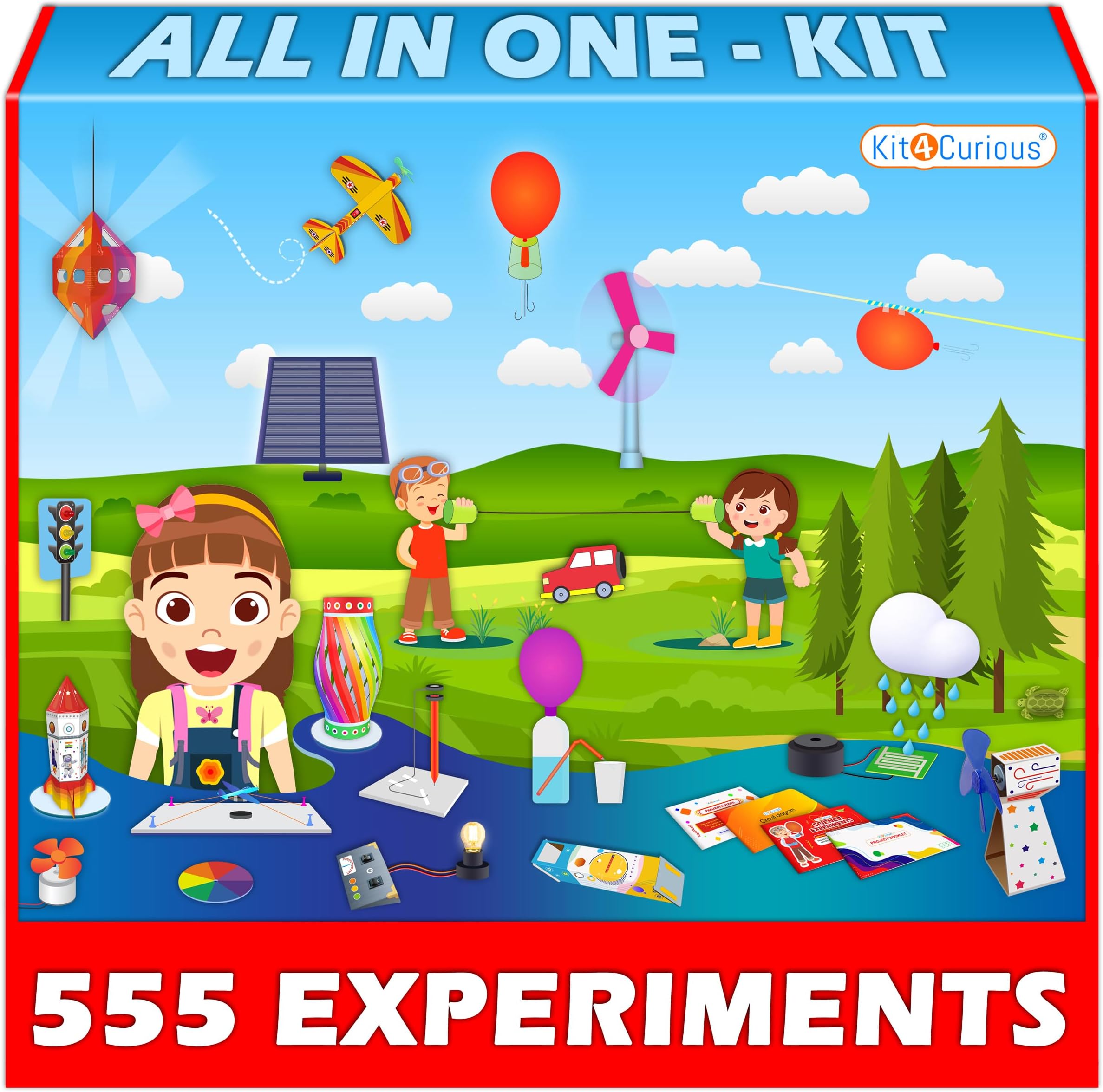 Kit4Curious 555 Experiments Diy Science Exploration Stem Activity Learning Toy Kit For Boys Girls Ages 6-16 Yrs Birthday Gift Set