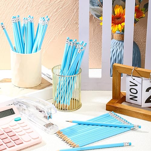 Miniatura 3 de Tinlade 50 lápices triangulares de madera para boda, paquete de lápices de grafito HB, borrador para baby shower, dibujo, boceto, despedida de