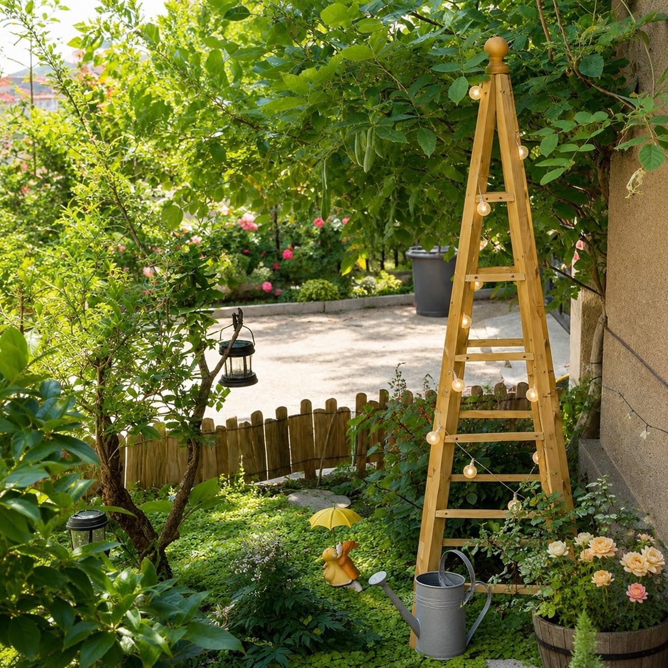 150cm Treillis Obélisque en Bois, Support pour Fleurs Plantes Grimpantes