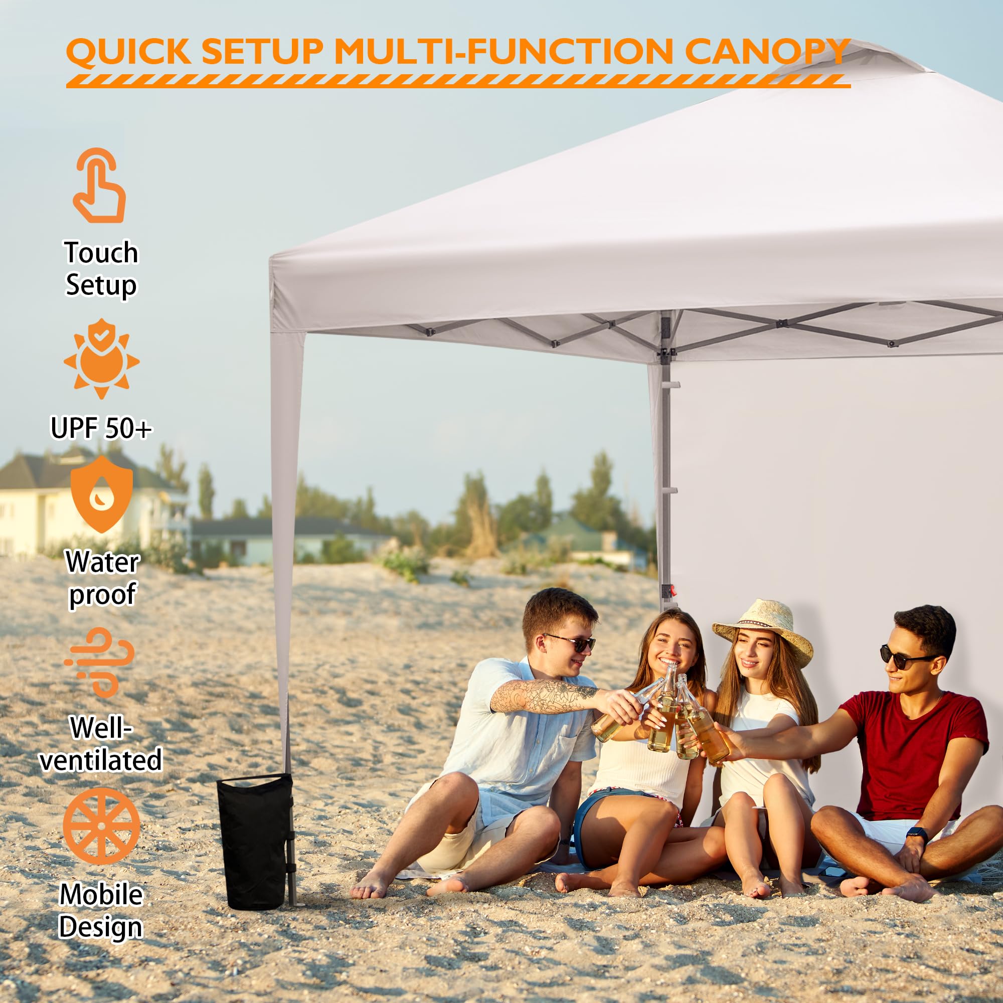 BONTEC Pavillon 3x3m mit Seitenwand, höhenverstellbar, wasserdicht | Stabil, winterfest, UPF 50+ Schutz, einfacher Aufbau, tragbar mit Rolltasche, ideal für Outdoor-Events