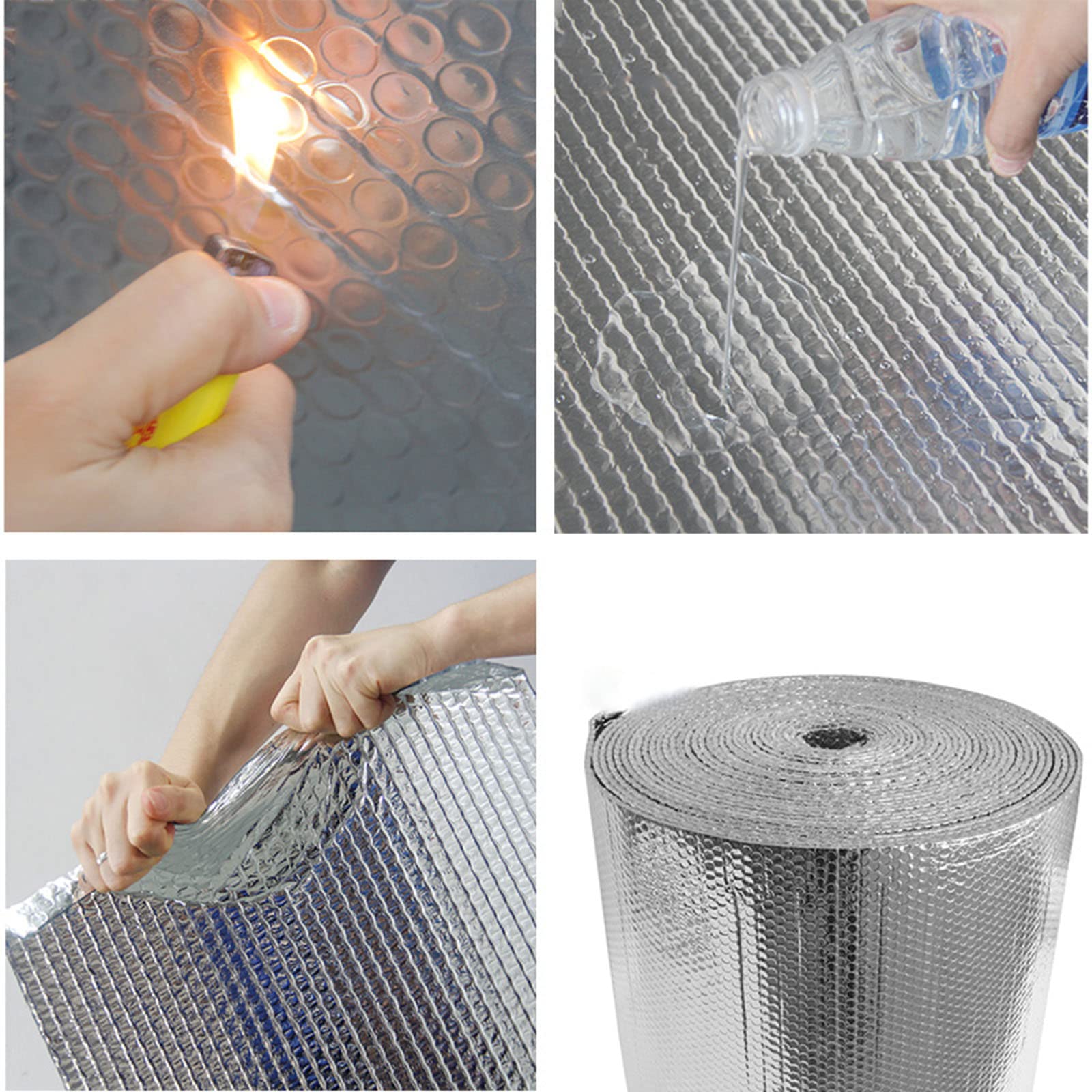 Schaumkernstrahlungsbarriere, Aluminiumfolie Schaum Wärmeisolierung Baumwolle, Wände Dachböden Luftkanäle Fenster Heizkörper Garagen Sauna 1M², 5 M², 10 M²,5mm（thk）,1 * 10M (10m²)