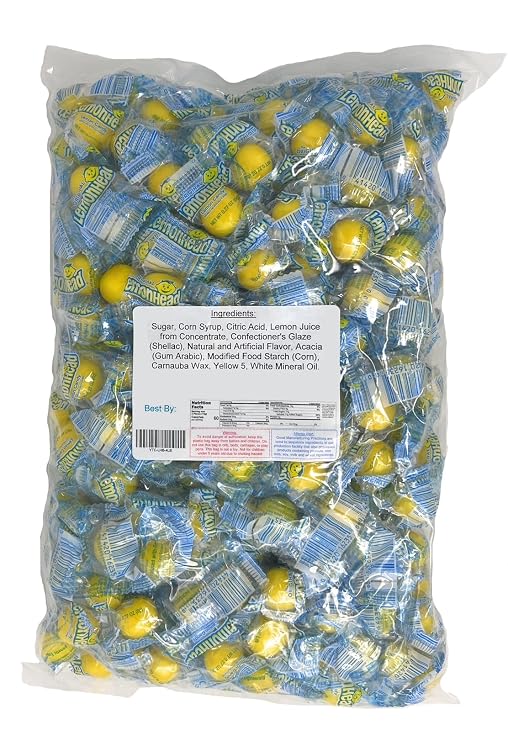 Lemonhead Sour Candy, Individually Wrapped, Bulk 4 Pounds