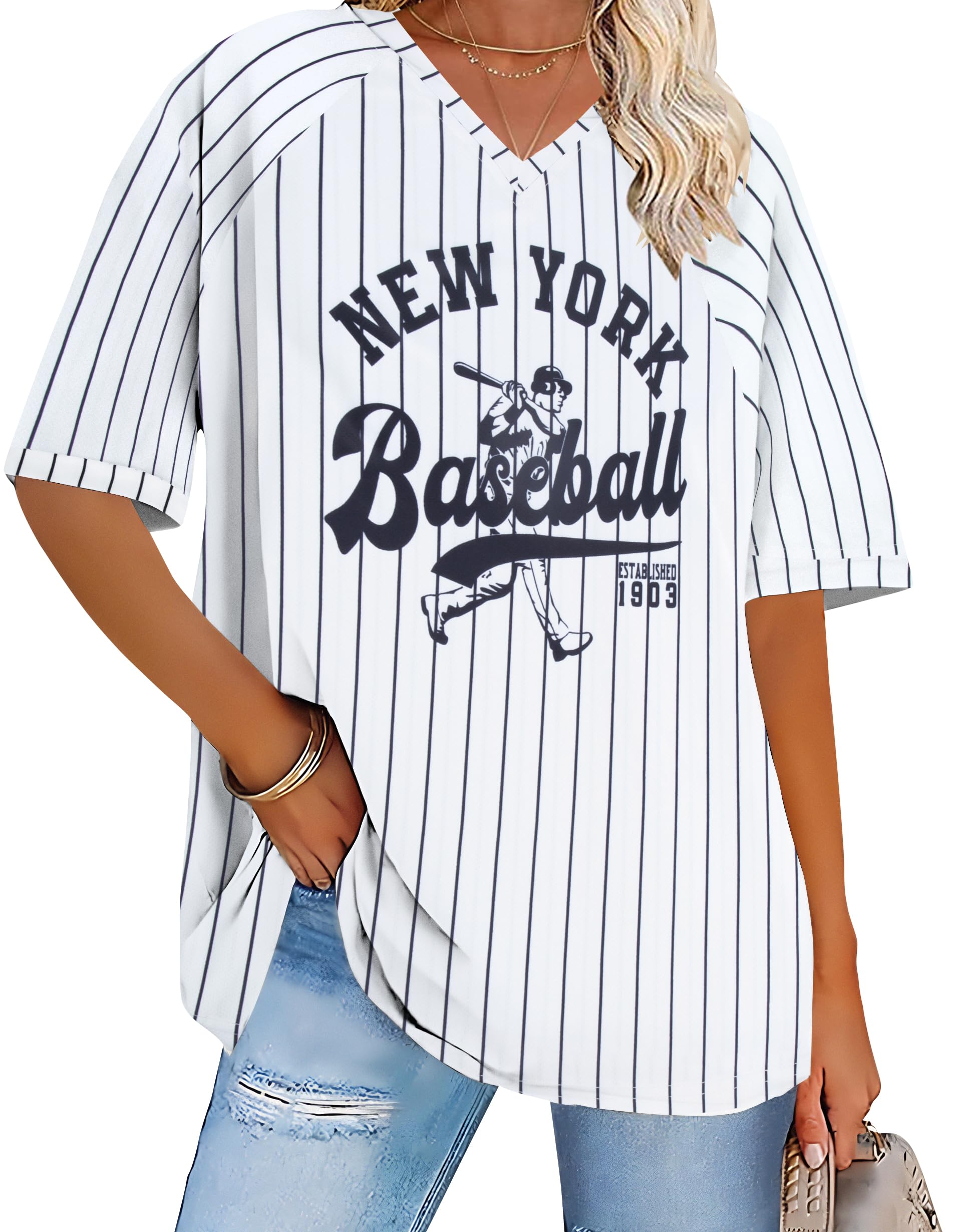 Baseball Graphic Shirts for Women Baseball Fan T-Shirts Baseballs Team Tee Game Day Outfits Casual Tops