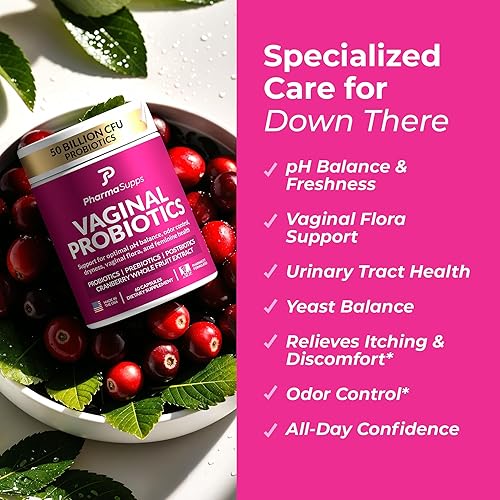 Miniatura 9 de Probiótico para mujer para la salud vaginal  50 mil millones de UFC con probióticos, prebióticos, postbióticos y arándanos para equilibrio del pH,