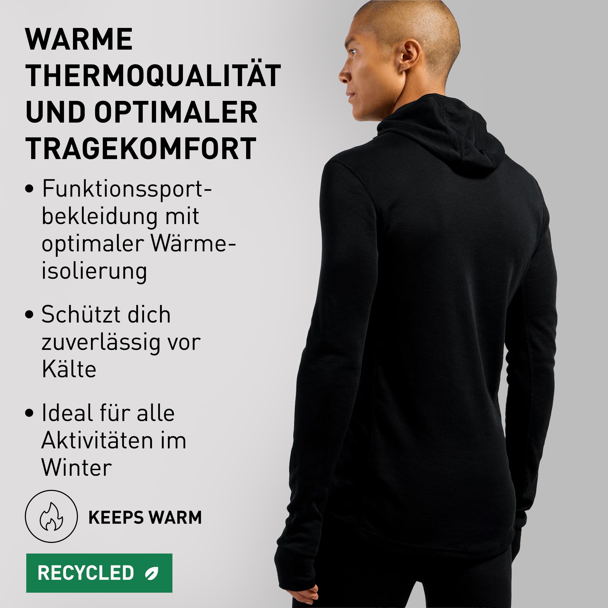 Odlo Herren Active Warm Funktionsunterwäsche Langarm Shirt mit Facemask (1er Pack)