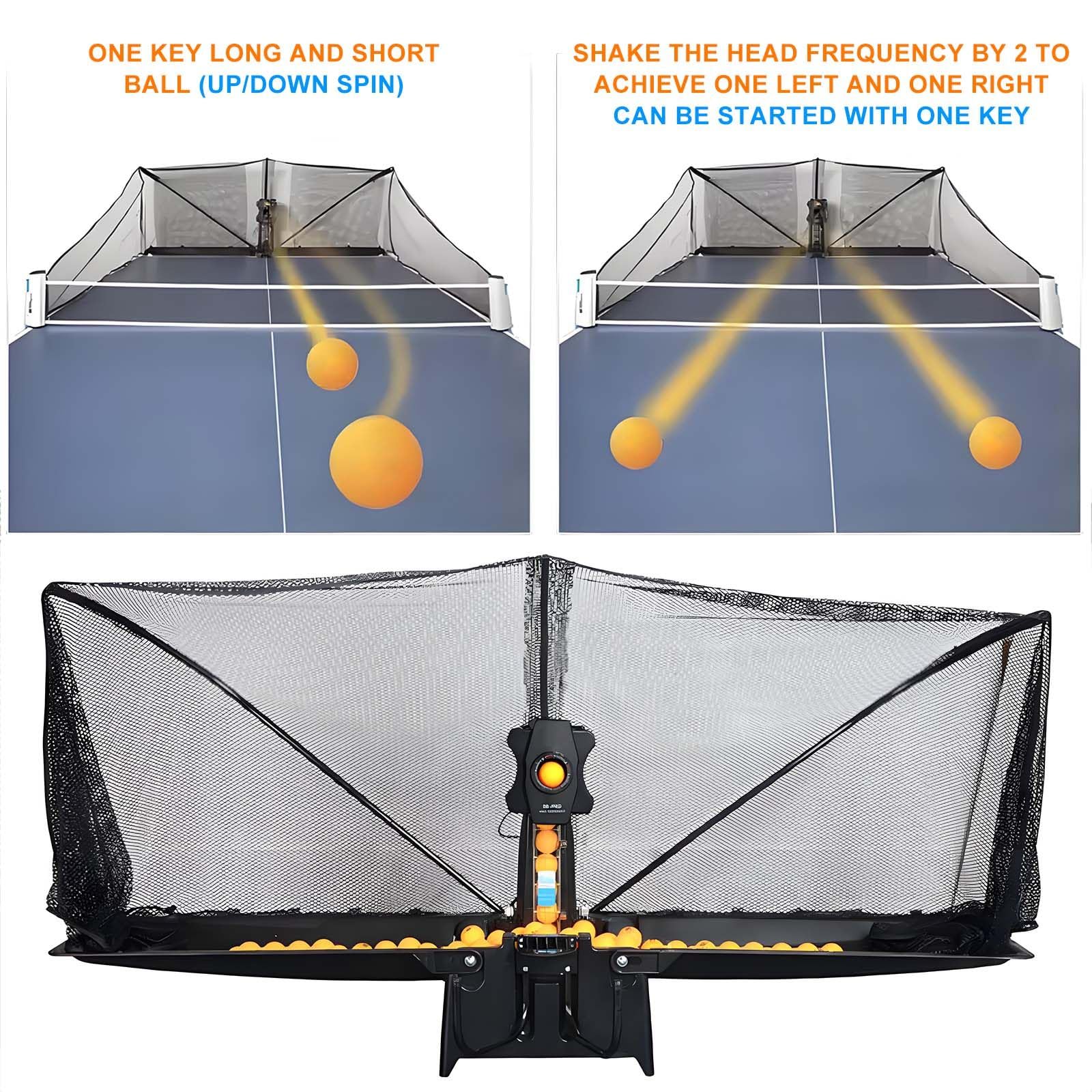 Macchina da Ping Pong con Testa Oscillante e Lancio Automatico Lungo/Corto – Robot per Tennistavolo con Telecomando 2.4G, velocità 4-40 m/s