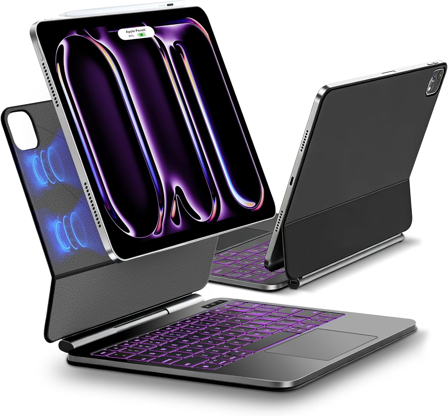 iPad Pro 13 inch Case with Keyboard (M5 2025 M4 2024), Strong Magnetic iPad Case with 130° Adjustable Stand, Multi-Touch Trackpad, 7-Color Backlight, Quiet Typing, Durable Protective Surface