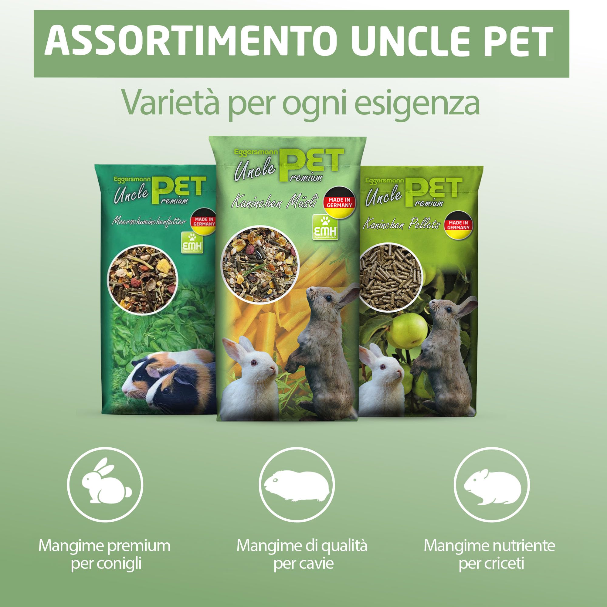 Eggersmann Uncle Pet - Muesli Premium per Conigli Con Erbe e Carote - Cibo 2,5 kg in Secchio - Accessori per Conigli