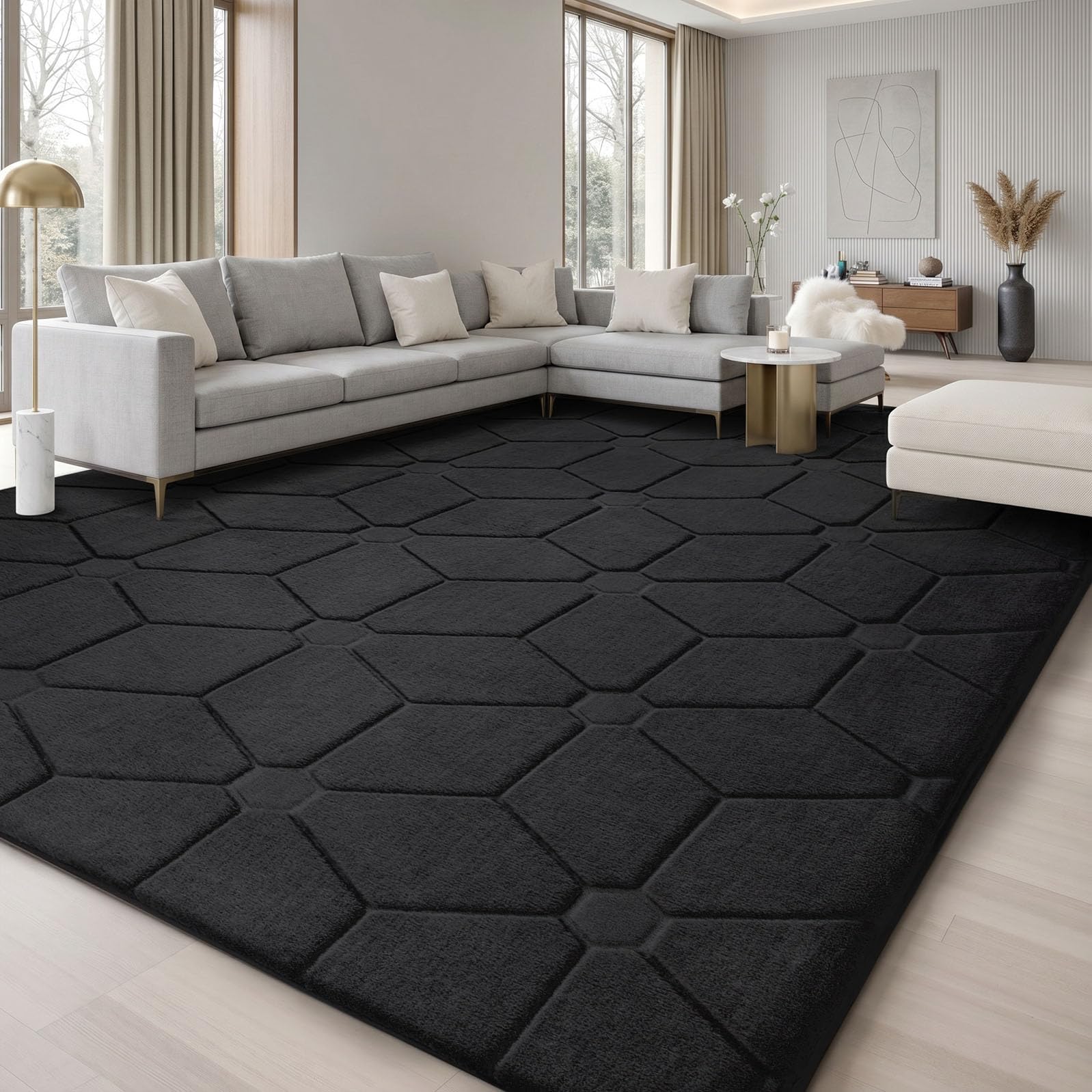 Treeboy Teppich Wohnzimmer 200x300cm, Teppichd Grau Moderne Waschbarer Teppich, Flauschige Carpets Schlafzimmer Carpet Gegend Kurzflor Wohnzimmerteppich Flauschig Rutschmatte Kinderzimmer Teppiche