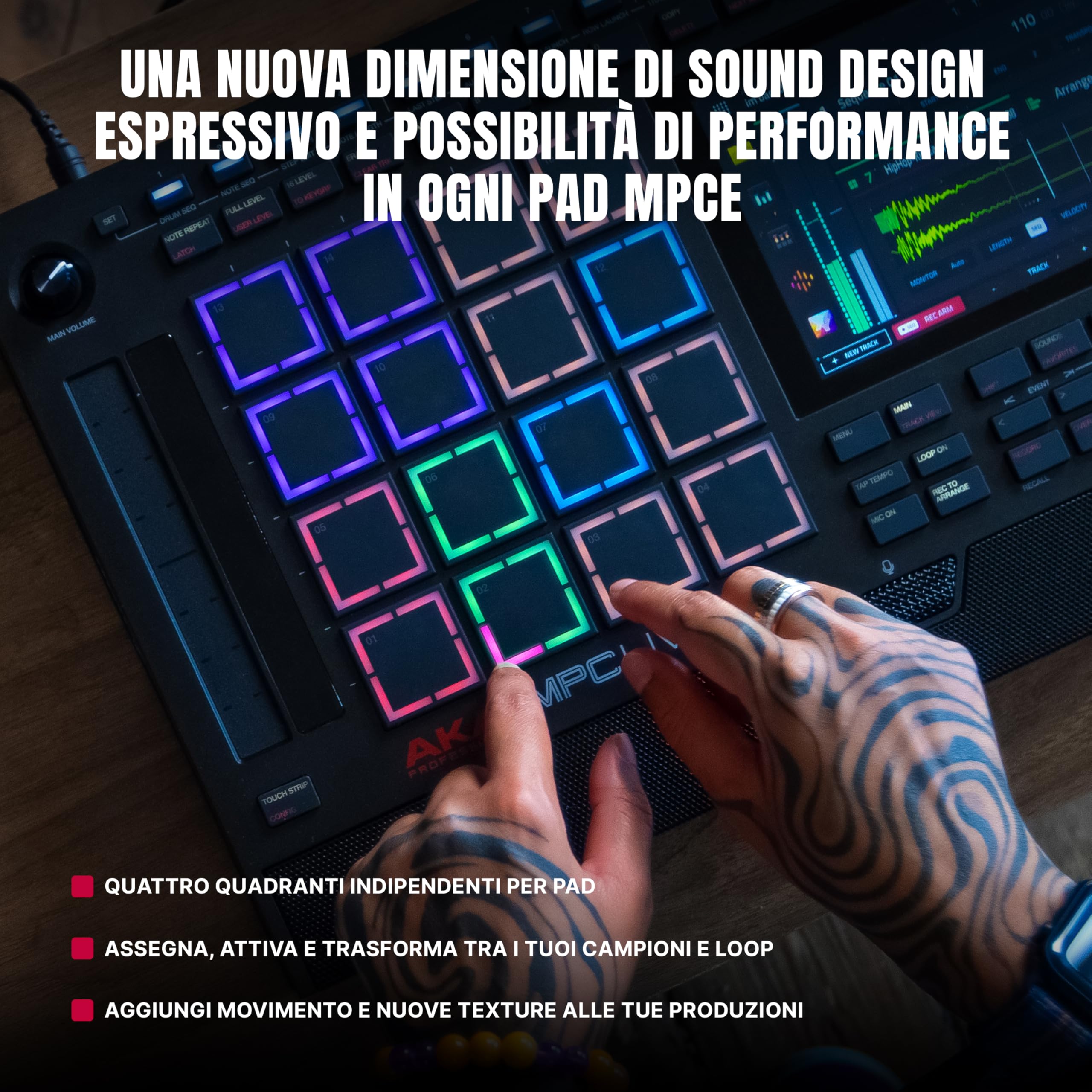 Akai Professional MPC Live III Centro di Produzione Musicale Portatile Standalone con Pads MPCe, Sequencer, Touchscreen, Microfono, Monitor Stereo, Interfaccia Audio, Wi-Fi, Bluetooth, Batteria