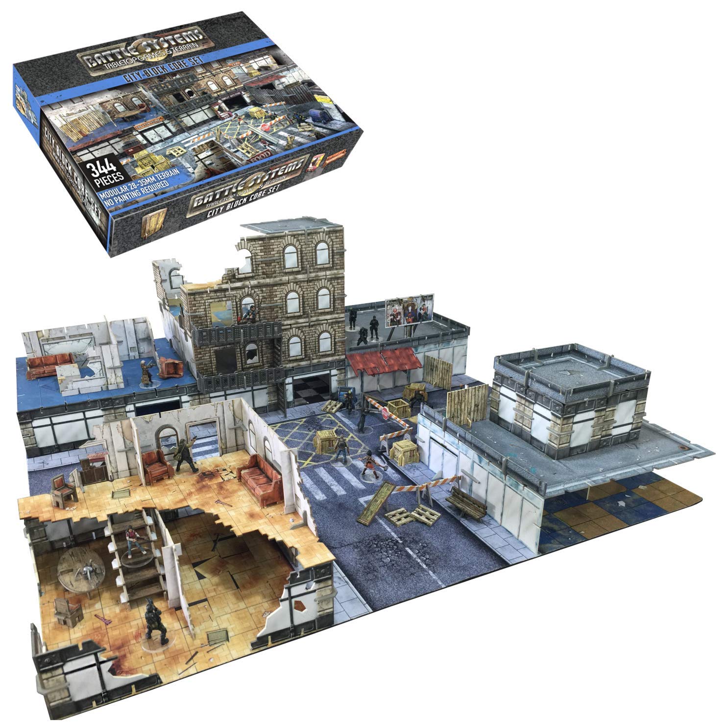 Battle Systems Urban Apocalypse Terrain City Block Core Set - 28-35mm RPG/Wargames 40k Crisis Protocol Modern Zombies Card Scenery