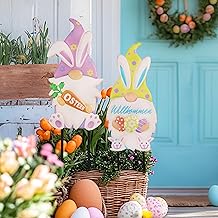 TERESA'S COLLECTIONS Osterdeko,Ostern Deko Wichtel,60cm,Gartendeko für Draußen,Metall Osterhasen Zwerg,Osterhase Gnomes Deko,Osterwichtel mit Hasen Ohren,Frühjahrsdeko,Ostern Geschenk