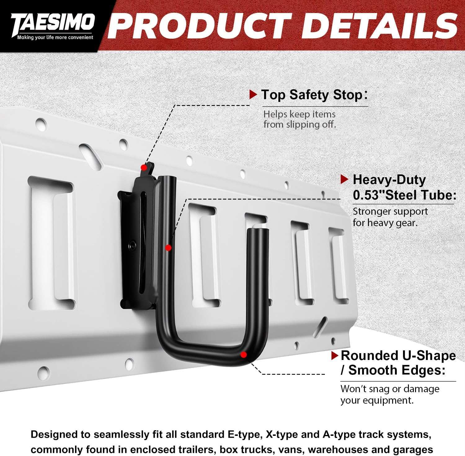 10-Pack 2-Inch E-Track L-Hooks, Heavy Duty Steel Spring Loaded Cargo Hook for Truck Trailer Van Warehouse Organization