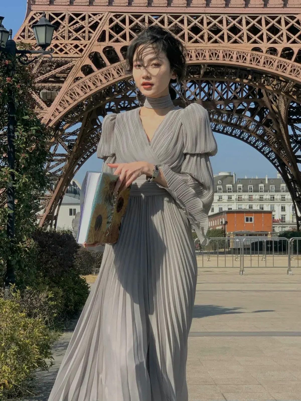 Vestiti a Maniche Lunghe Nuovo Elegante Abito Volantico Francese Femminile, di Moda Irregolare Lungo Coreano, da Sera Una Festa Pieghe Fata, Femminile Primaverile