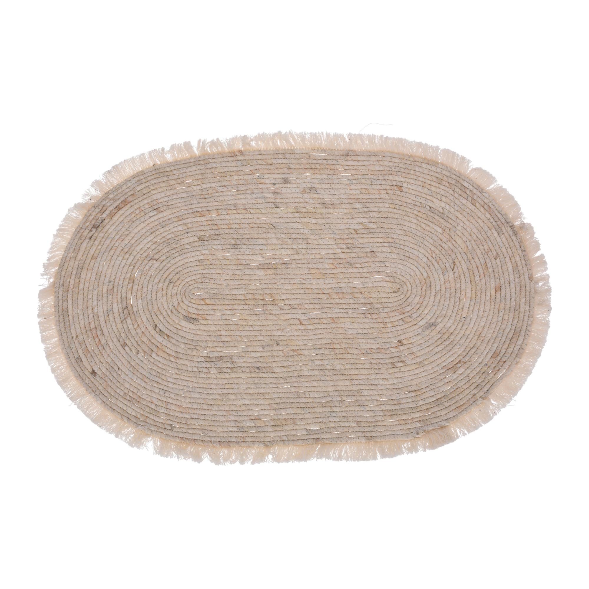 WELL HOME MOBILIARIO & DECORACIÓN Oval carpet of corn leaf with fringes 80x50cm