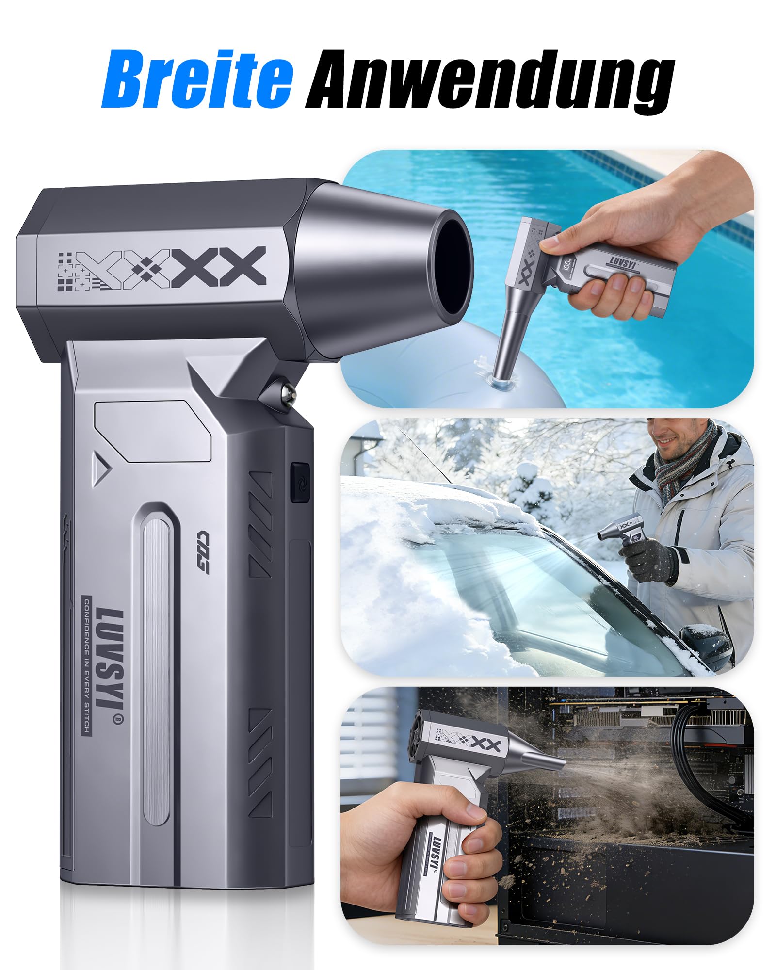 HAOFOYFUN Electric Air Duster 150000RPM Akku Hochleistungs-Luftgebläse mit LED-Display