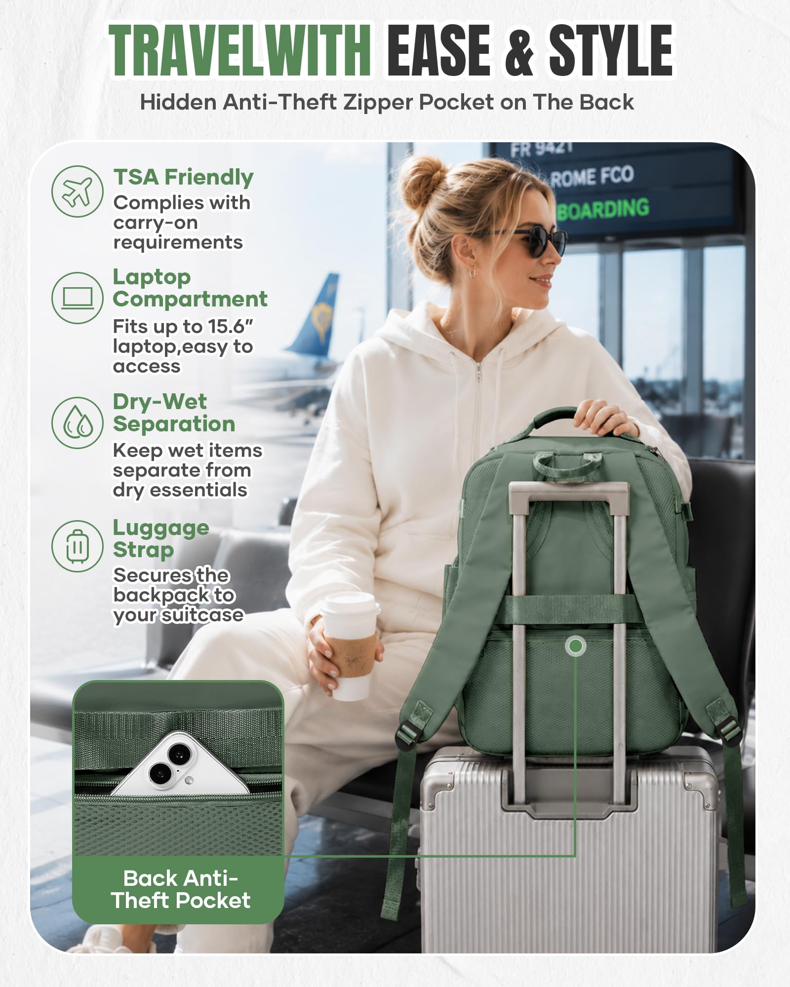 BJLFS Vakuum Rucksack 40×30×20 Handgepäck Rucksack 40x20x25 für Ryanair Wizzair Reiserucksack Damen Vakuum Handgepäck Flugzeug Easyjet 45×36×20 Wasserdicht Laptop Rucksack Herren