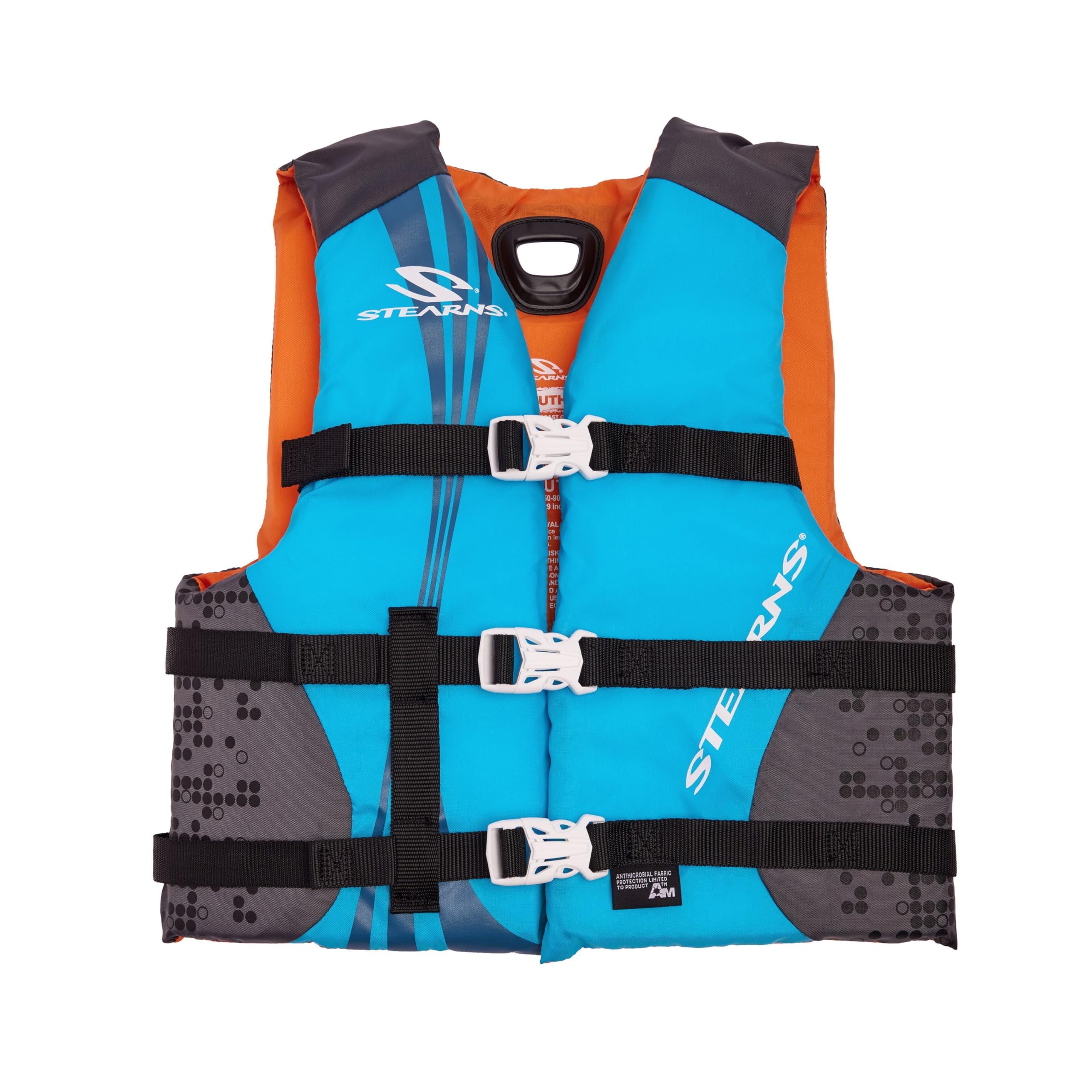 Stearns Youth Antimicrobial Nylon Vest Life Jacket - 50-90lbs - Abstract Wave/Grey