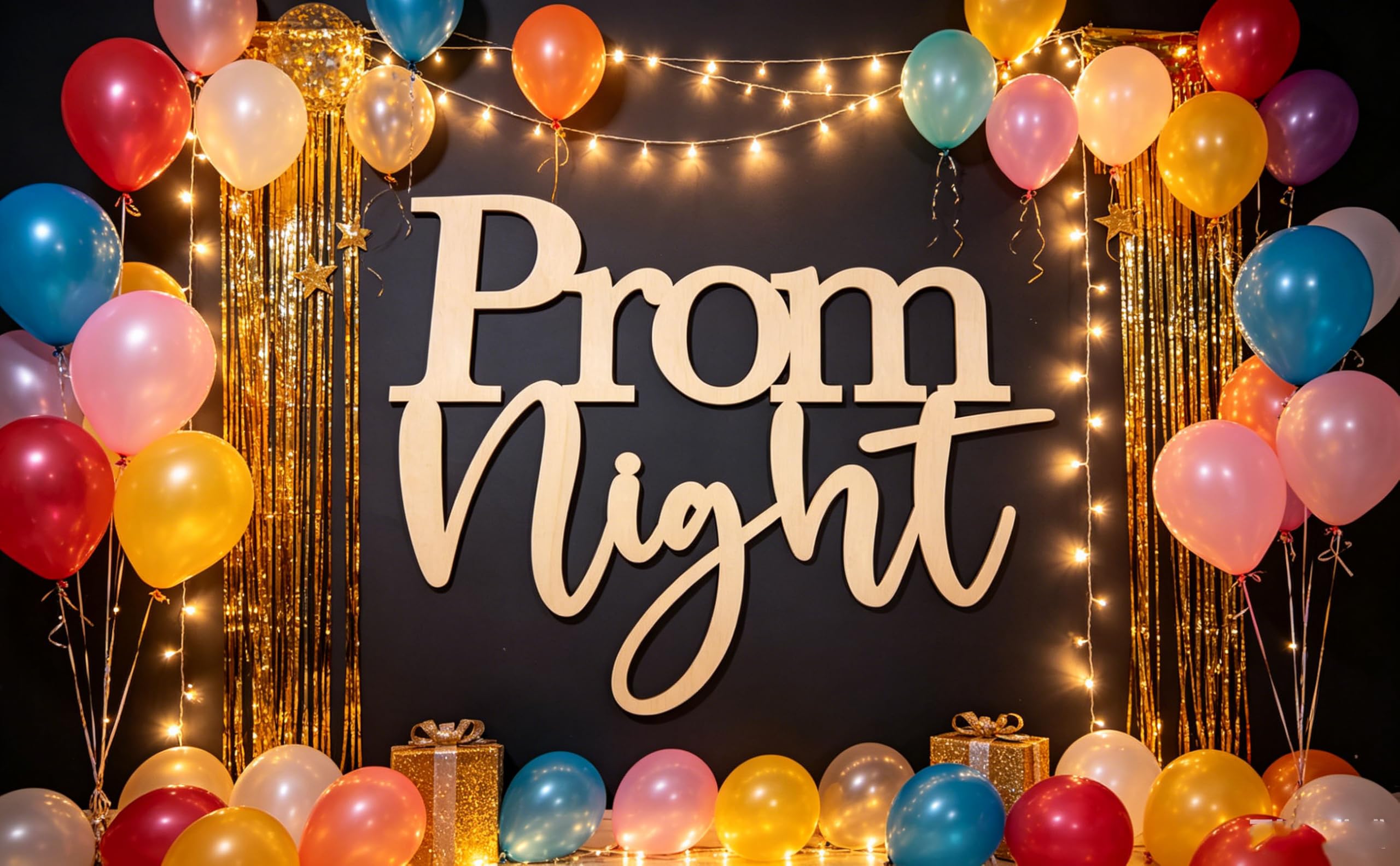Prom Night Wooden Sign,Decorative Wood Cutout for Prom Party Photo Booth Backdrop,Prom Party Supplies for Dancing Night Decora,Congrats Grad Wall Decoration,Engagement Prom, Wedding Party Supplies ﻿
