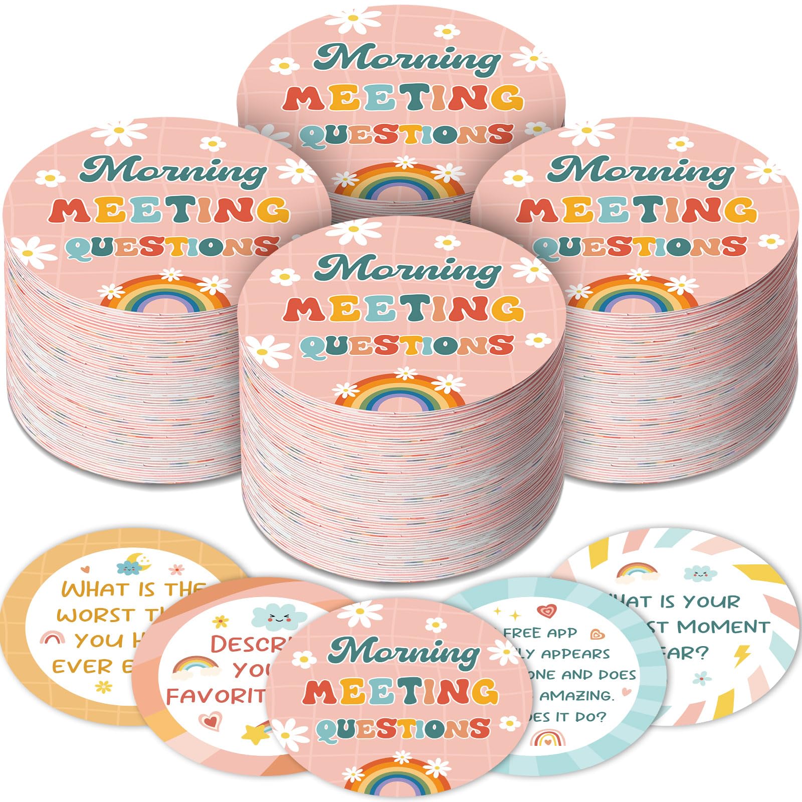 Outus 50 Morning Meeting Chips Questions Cards for Students, Classroom Questions Ideas Cards Conversation Starter for Classroom Activity Improve