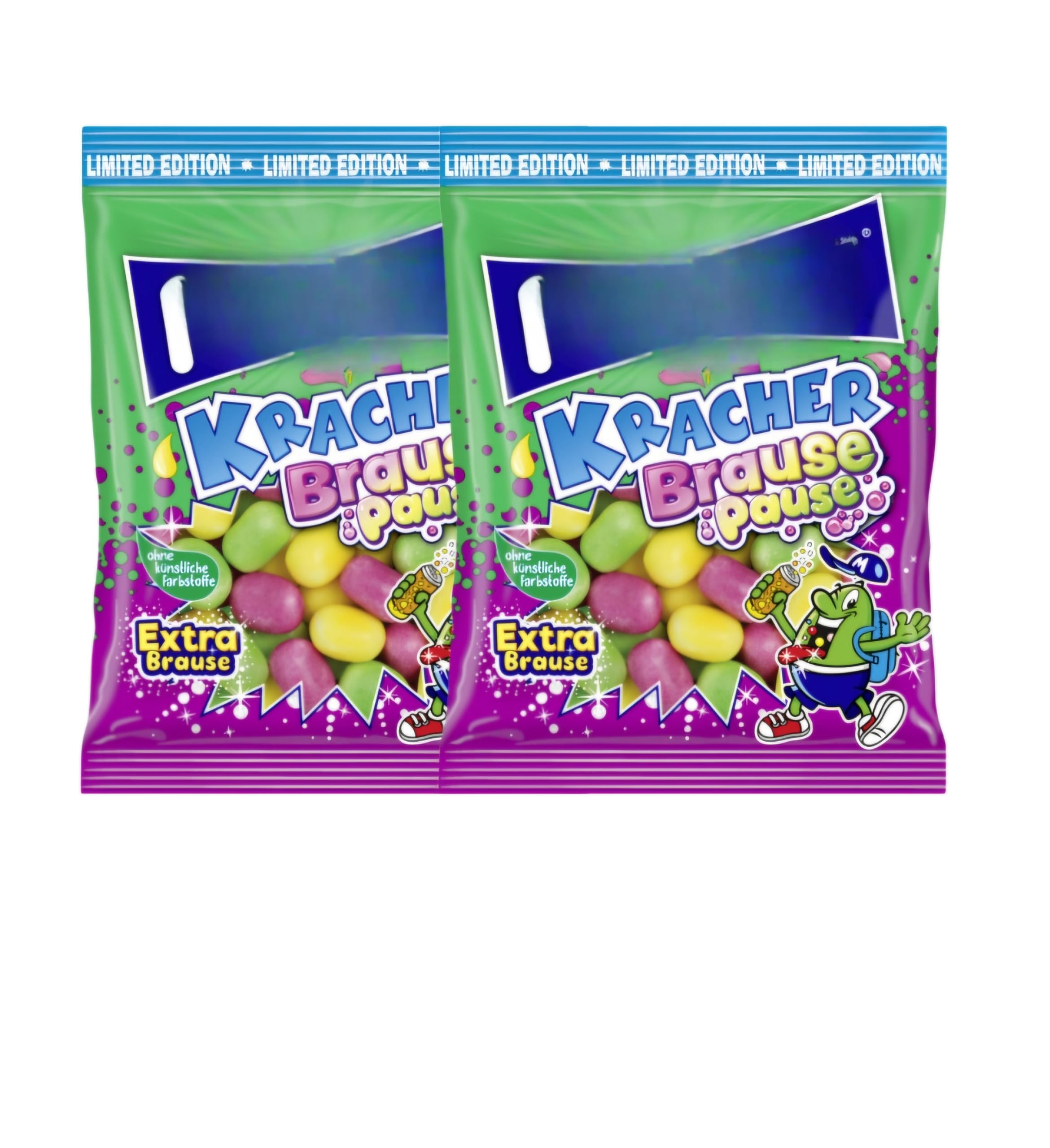 Kracher Candies Sherbert, Wild Berries, Cola and Black Red Gold 4 pack German Hard Candy (Brause Pause)