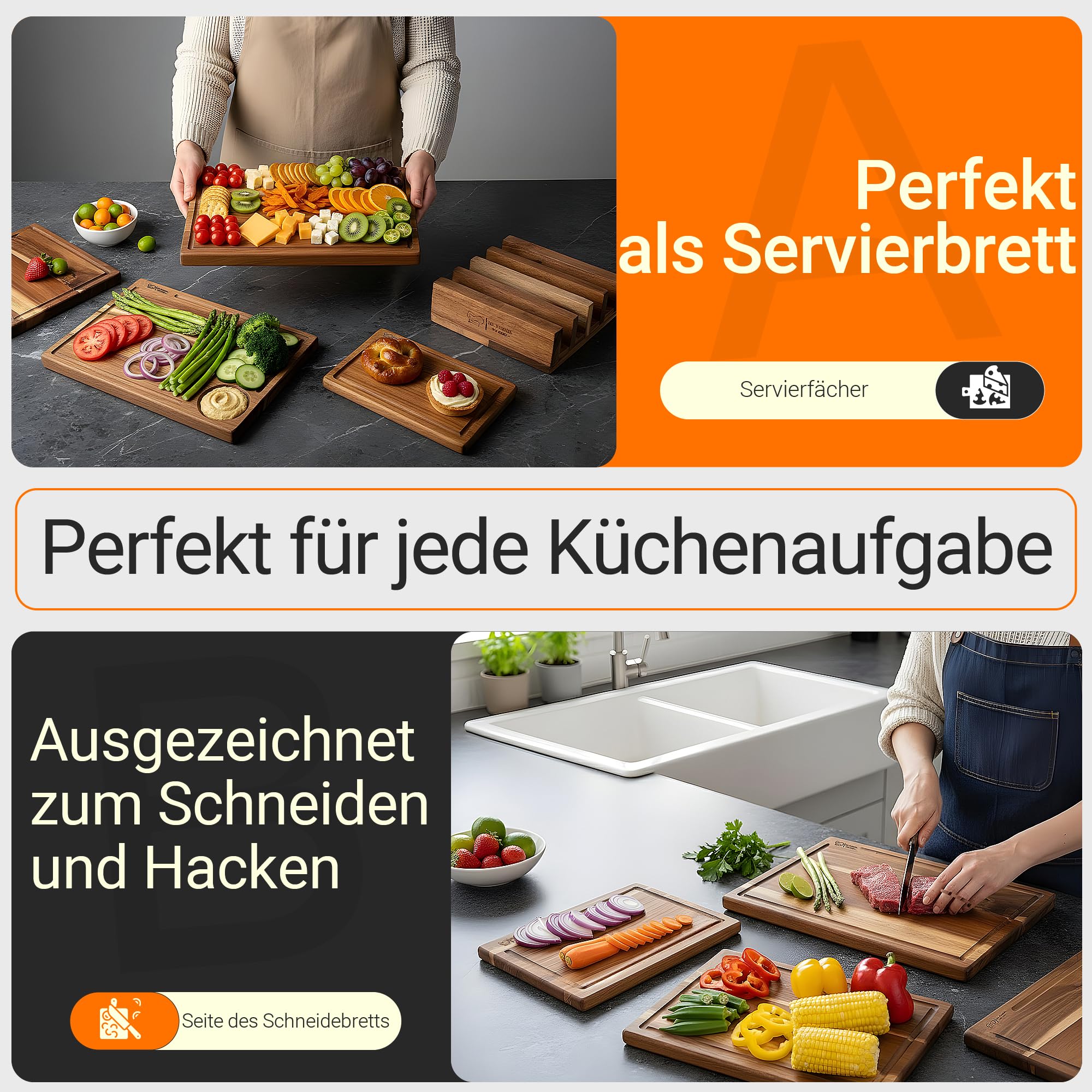 Schneidebrett Holz 4er Set Akazienholz – Holzbrett Holzschneidebrett Küche | Holzbrett, Holzschneidebrett, Küche