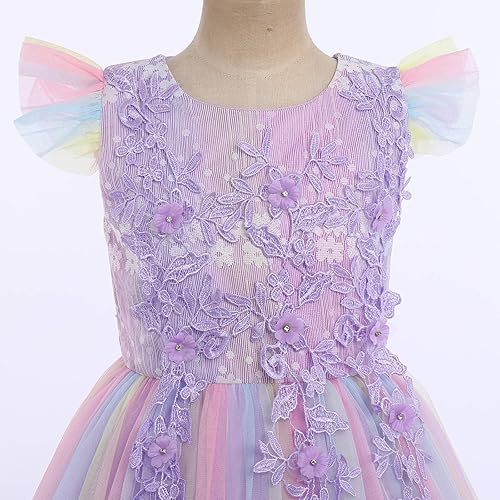 Miniatura 2 de IBTOM Castle Vestido de niña de flores para boda, de tul, largo hasta el suelo, princesa, formal, vestido de graduación, fiesta, desfile, baile