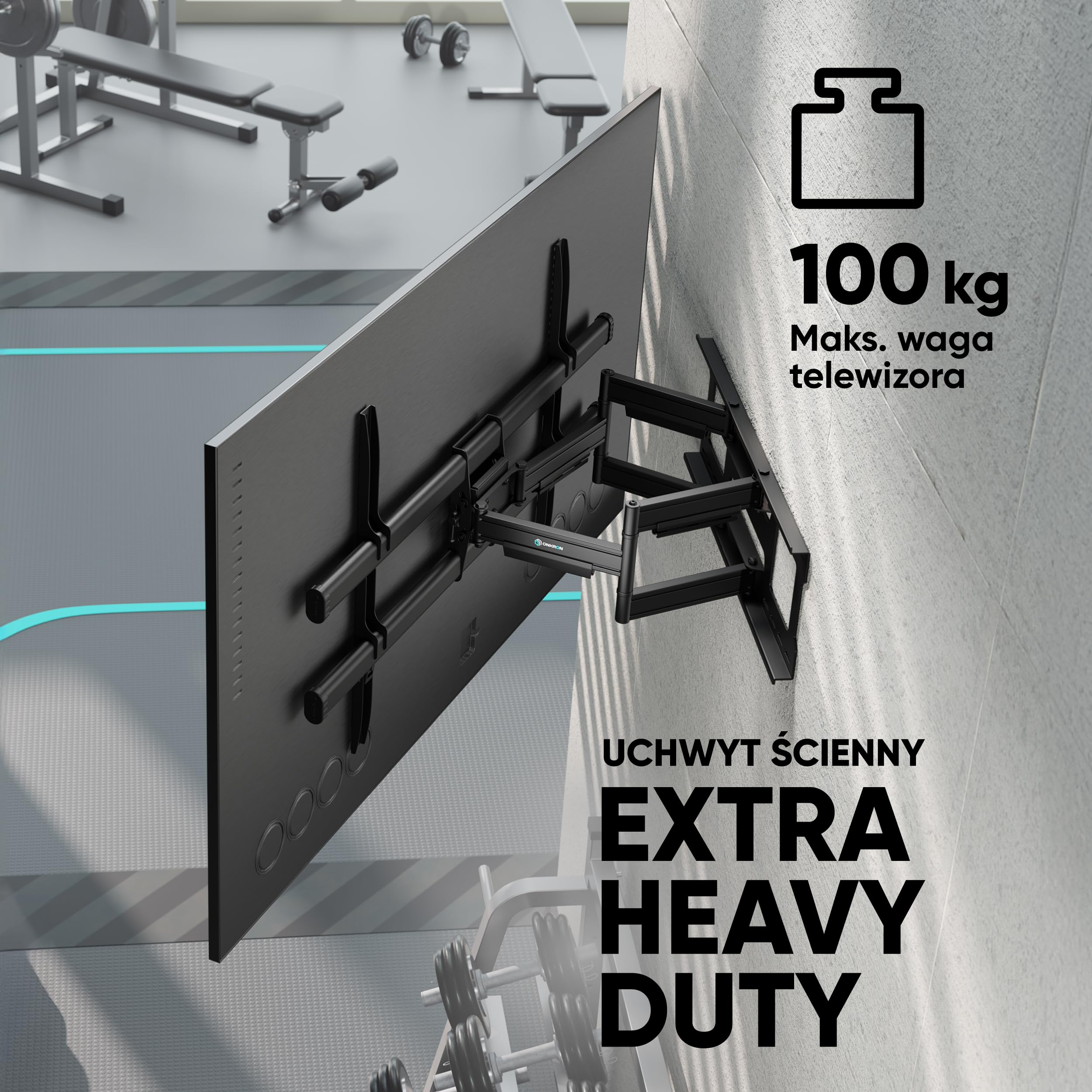 ONKRON Uchwyt ścienny Full Motion TV do telewizorów 42-120 cali do 99.8 kg, wytrzymały uchwyt na telewizor z obrotowym i nachyleniem, ramię przedłużające, maks. VESA 1000 x 600, duży przegubowy uchwyt