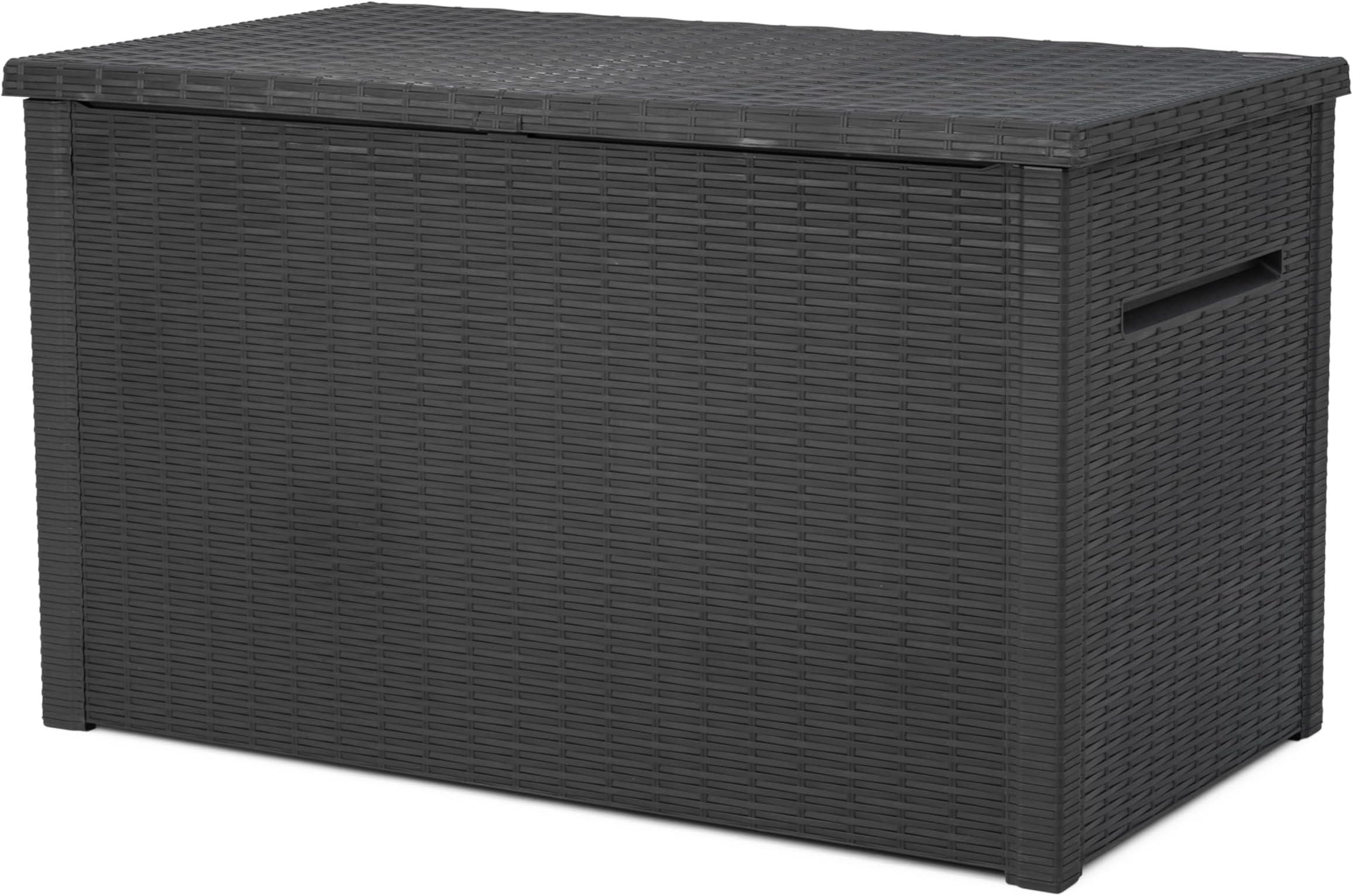 Keter XXL Java Resin Rattan Look Large Outdoor Lockable Storage Deck Box for Patio Furniture Cushions, Pool Toys, Garden Tools, and beach towels - 230 Gallon
