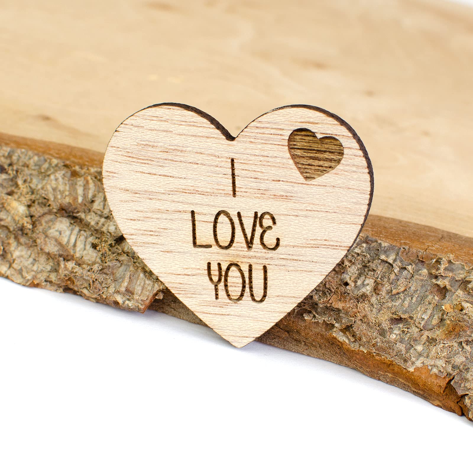 I Love You Wooden Heart Token Little Pocket Hug Miss You Note Hardwood Gift for Someone You Love Thinking Of You Keepsake No Hole. (20)