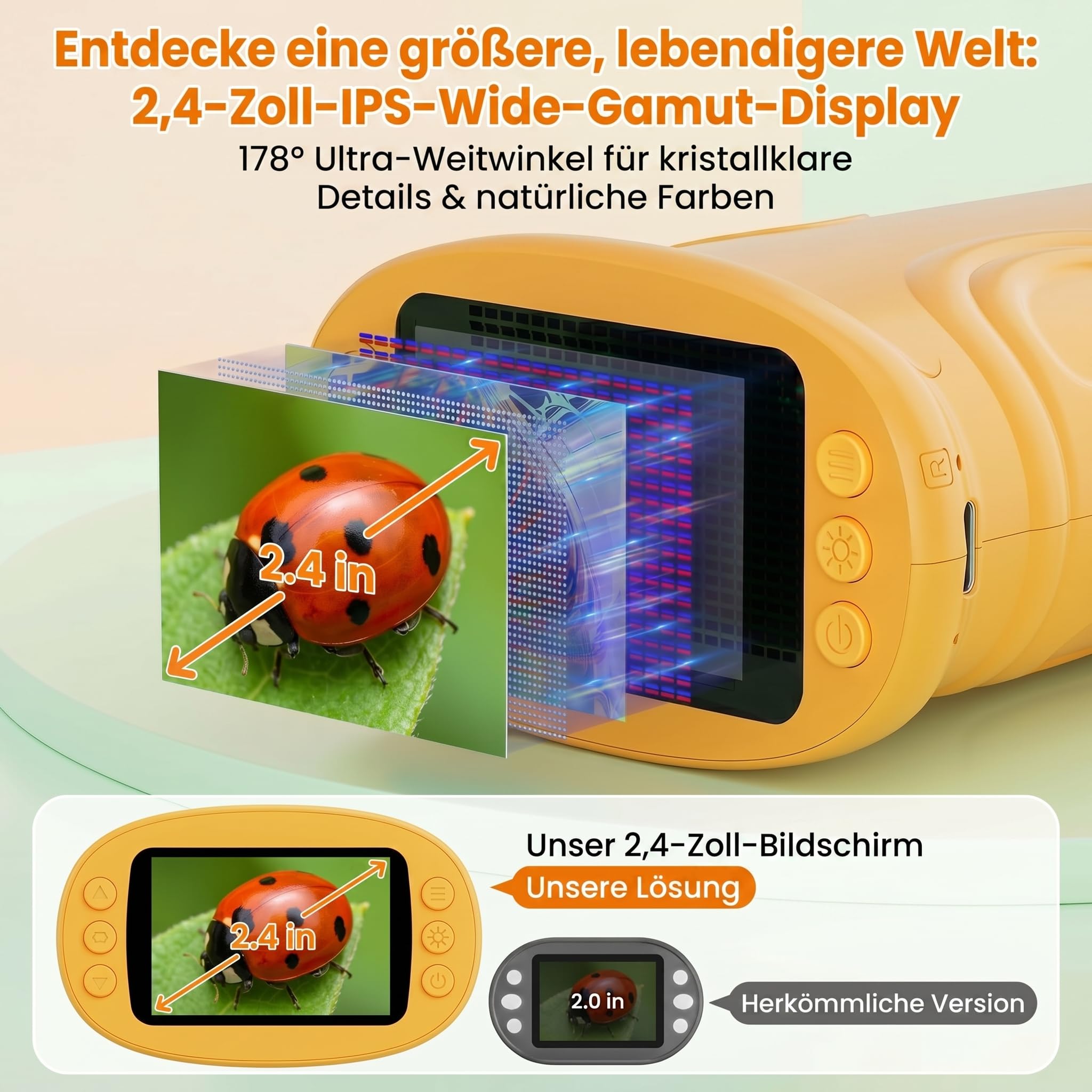 Mikroskop für Kinder, Digitales 4K Taschenmikroskop mit 2,4" IPS Display 1000X Vergrößerung, Elektronische Lupe 8 LED Foto Video, Mint Spielzeug Geburtstagsgeschenk Jungen Mädchen 3-12 Jahre