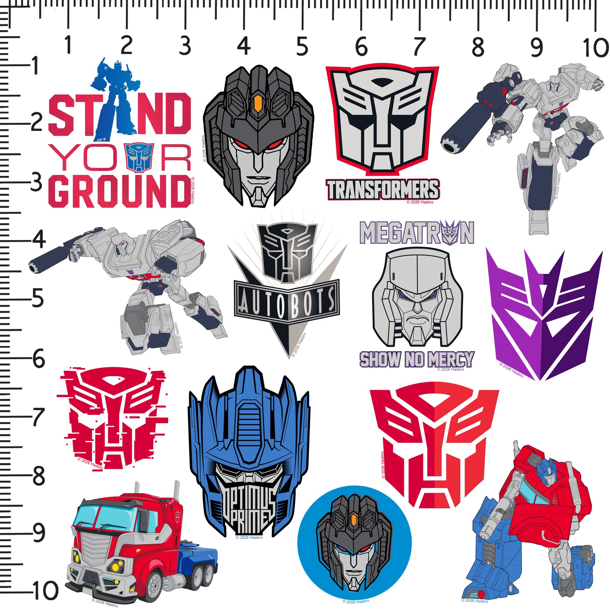 Transformers Varietà adesivi in vinile 50 ct – grandi decalcomanie impermeabili fustellate per laptop, bottiglia d'acqua, tablet, bagagli, skateboard e superfici interne/esterne