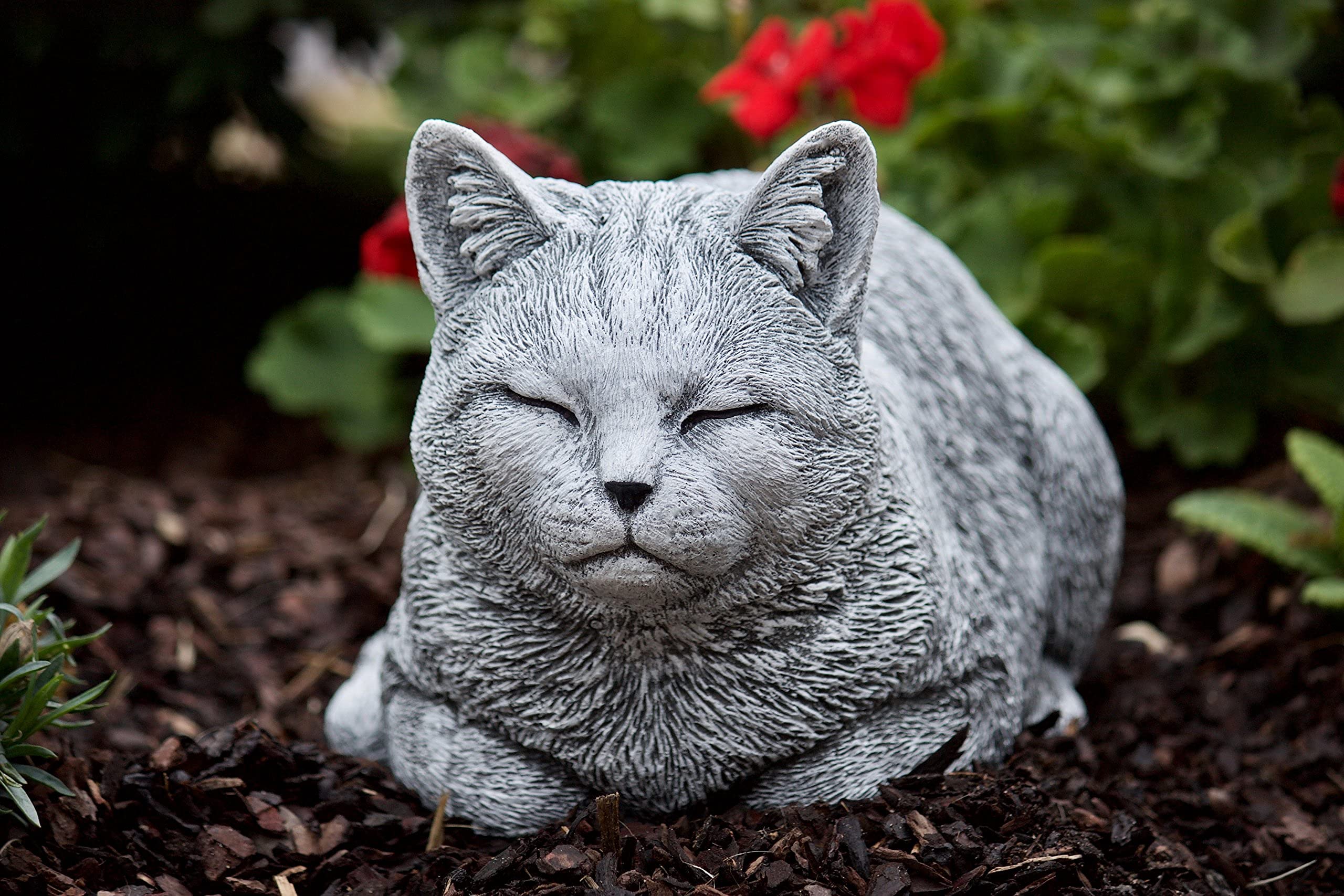 Figura de piedra grandes gato Ángel aprox. 36 cm, de y resistente a heladas hasta -30 °C, macizo de piedra