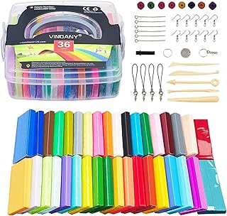 Vindany 36 Colores Arcilla polimérica Modelado de Arcilla Kit de Arcilla bicarbonato Suave no tóxico, Bricolaje con Herramientas y Caja de Almacenamiento Navidad para niños