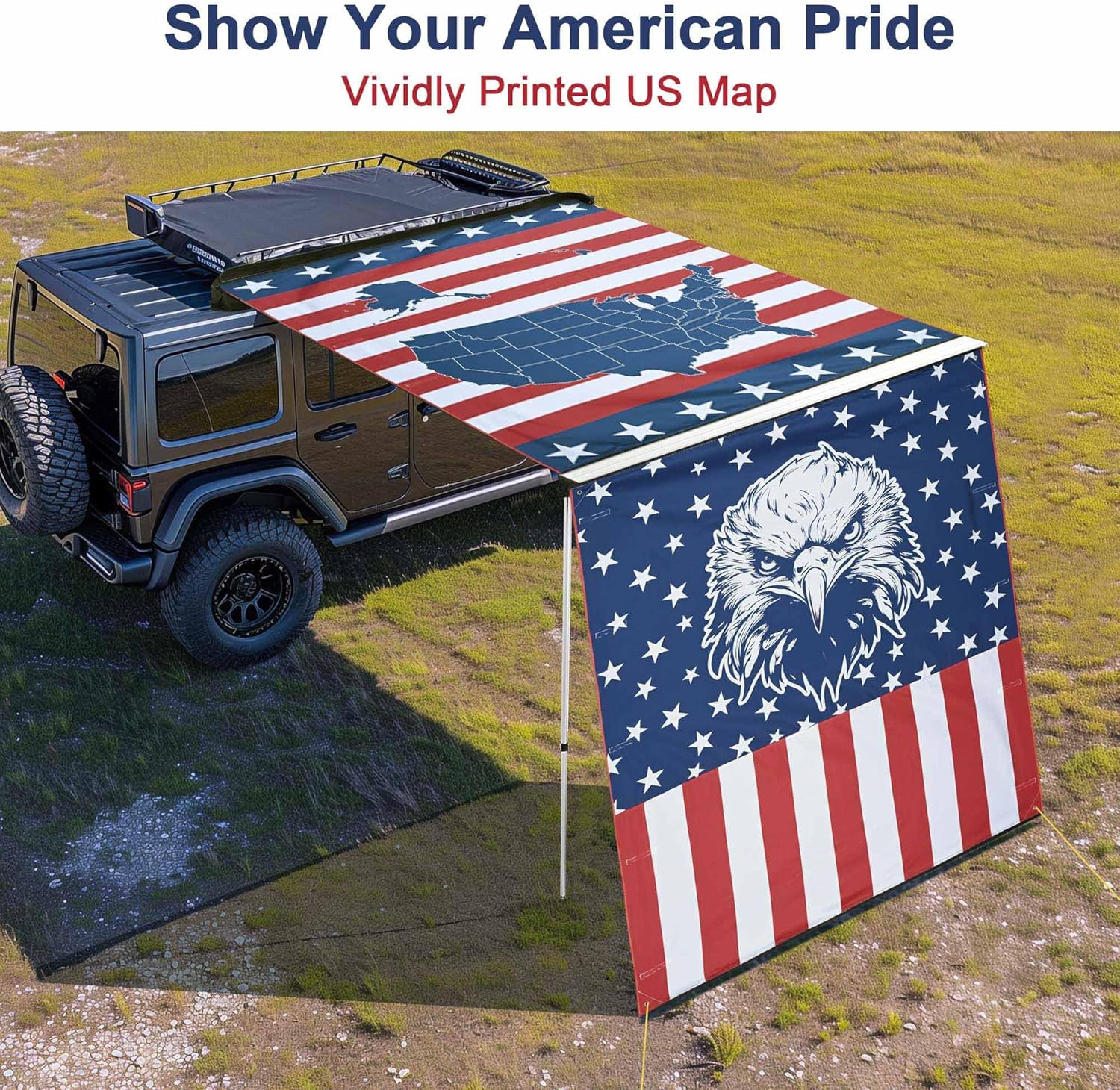 Yescom Awning Wall 6.4FT x 6.7FT for Caravan Car Side Shade Vehicle Tent Camping Windbreak Eagle