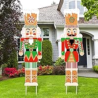 Vista 1 de Capoda 2 piezas grandes señales de cascanueces navideños para el patio con estacas 39 x 13 pulgadas decoraciones navideñas de cascanueces al aire