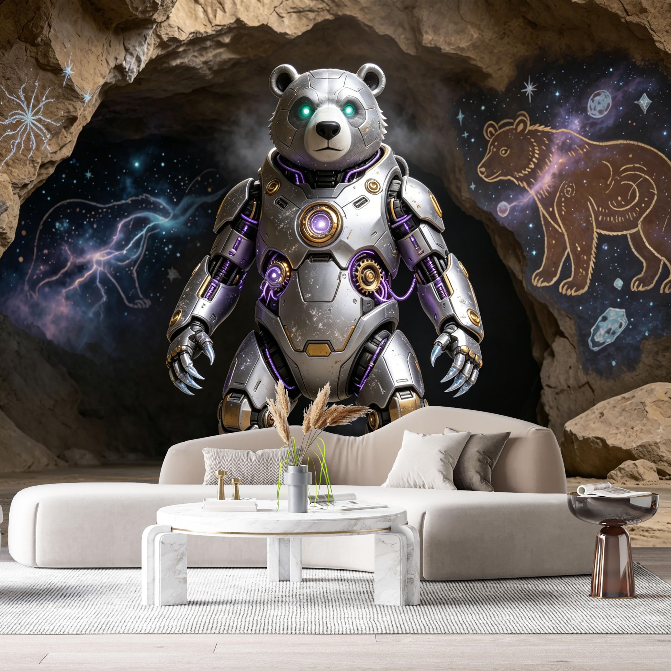 Custom Size Wall Mural Armored Wild Beast Mech SciFi Robot Futuristic Armor Industrial Metal Style SelfAdhesive Art Prints Removable Large Wallpaper Esports Room Game Room Tenant Room Studio