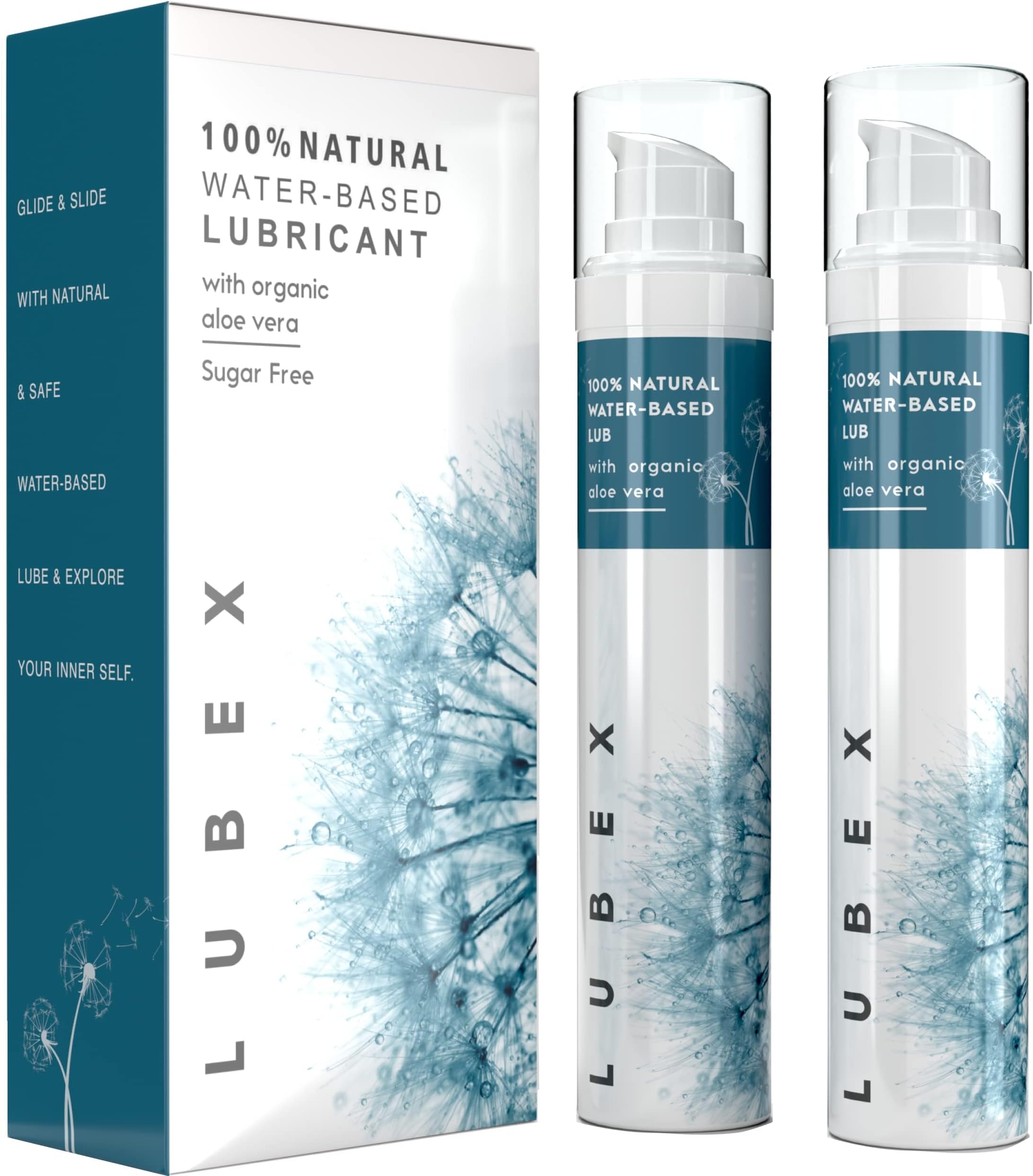Lubex Natural Lubricant Gel (Water-Based) Natural Lube with Aloe Vera for Her, Him & Couples - Vanilla Flavour | Sugar Free | Food-Grade - 50gm- Pack 2