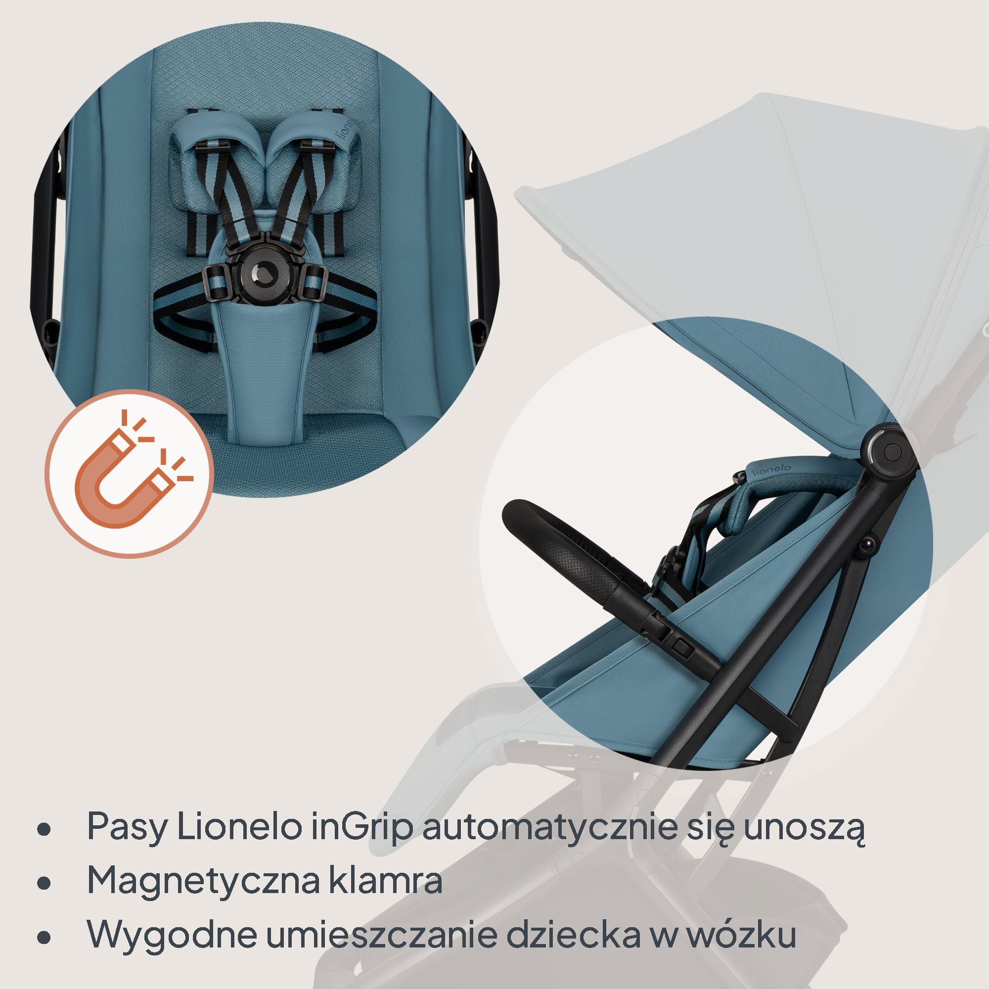 Lionelo Sia wózek podróżny ultralekki i ultra kompaktowy, składany, 5,9 kg, do 22 kg, od 6 miesięcy do 4 lat, pozycja leżąca, zawieszenie, osłona UPF50+, moskitiera, kosz na zakupy 3 kg, uchwyt na