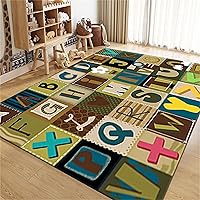 Vista 11 de Alfombra de área para niños, personajes ingleses, ABC y símbolos matemáticos, alfombras de aprendizaje, preciosas alfombras plegables negras de gran